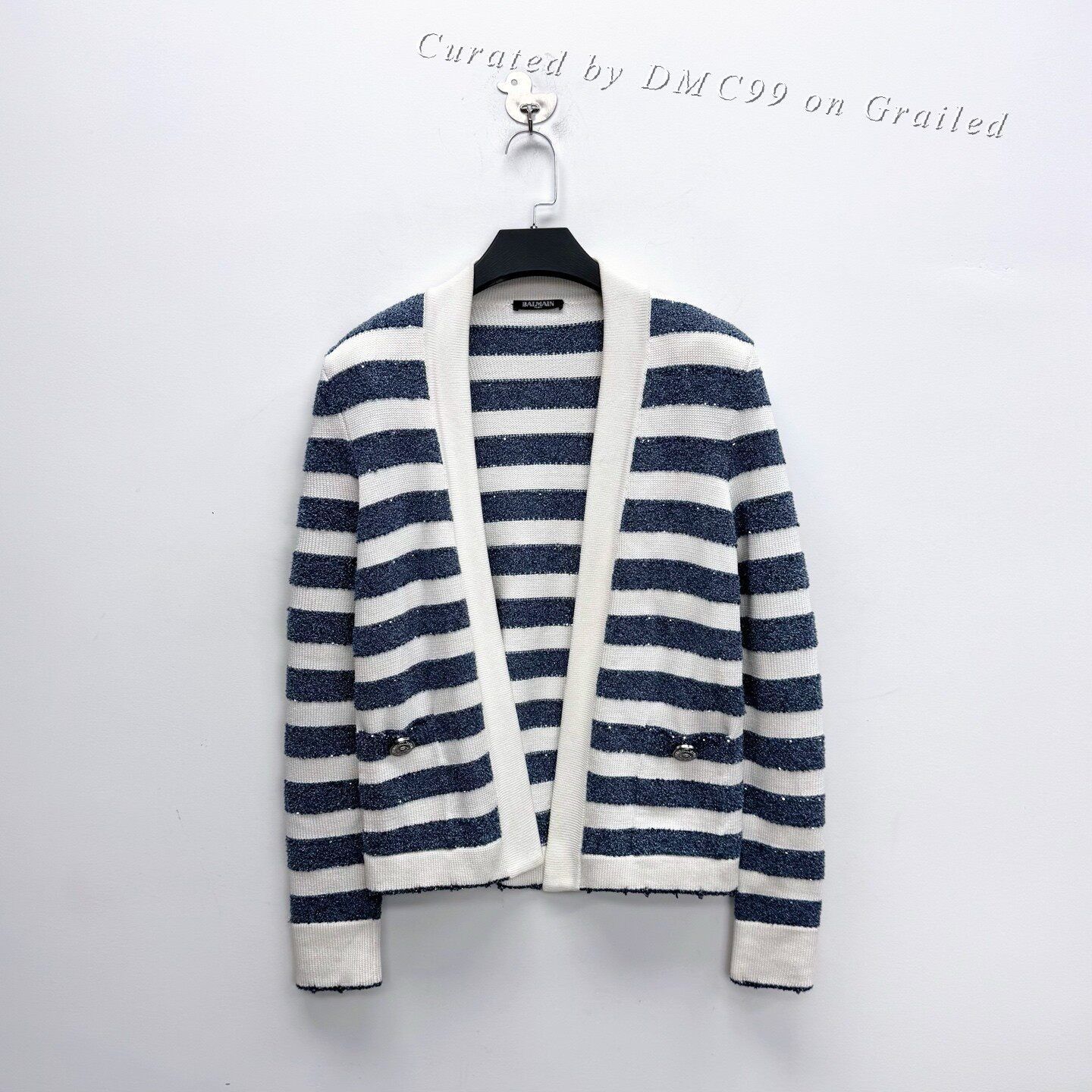 Balmain Balmain Striped Sequin Knit Cardigan Size M / US 6-8 / IT 42-44 - 1 Thumbnail