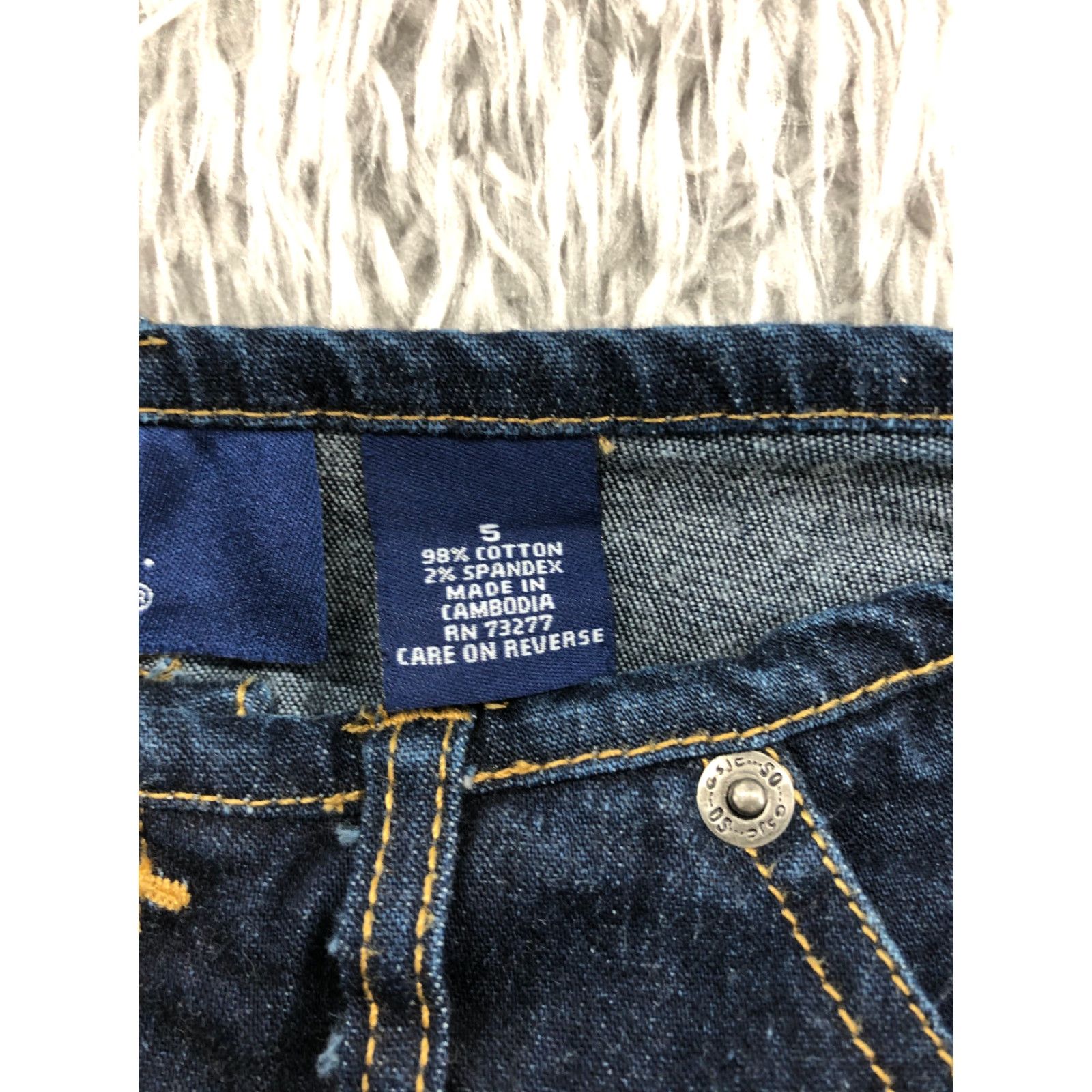 Vintage SO Jeans Blue Denim Mini Skirt Knee Length Juniors Size 5 Women's Skirt Regular Fit Cotton Fabric Denim Size 27" / US 4 / IT 40 - 7 Thumbnail