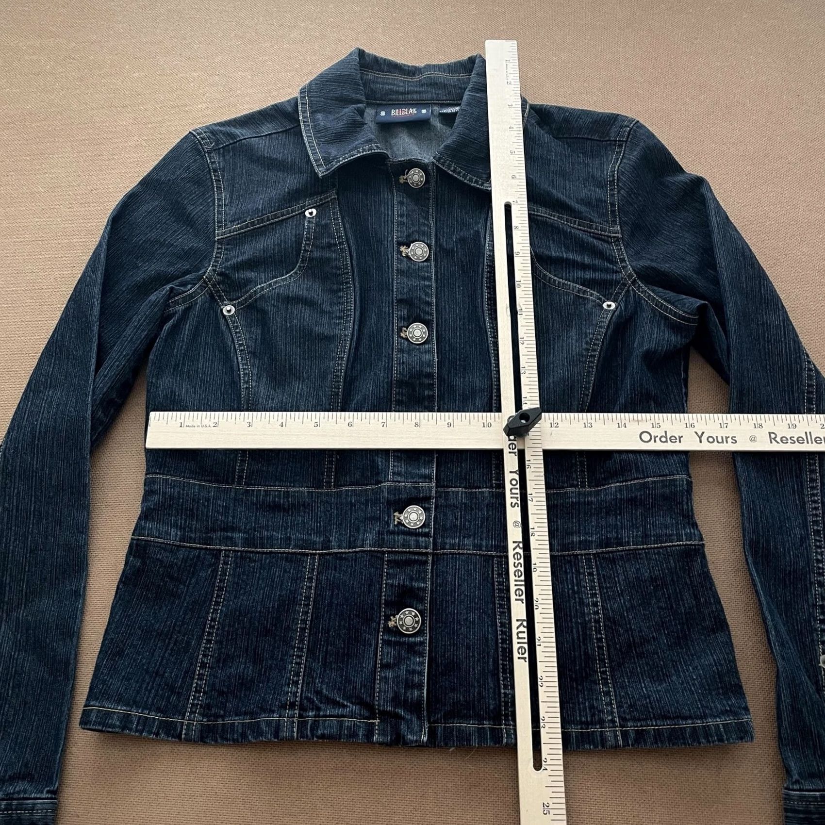 Bill Blass Bill Blass Jeanswear Jacket Womens Petite Medium Blue Denim Western Fitted PM Jacket Size 32" / US 10 / IT 46 - 7 Thumbnail