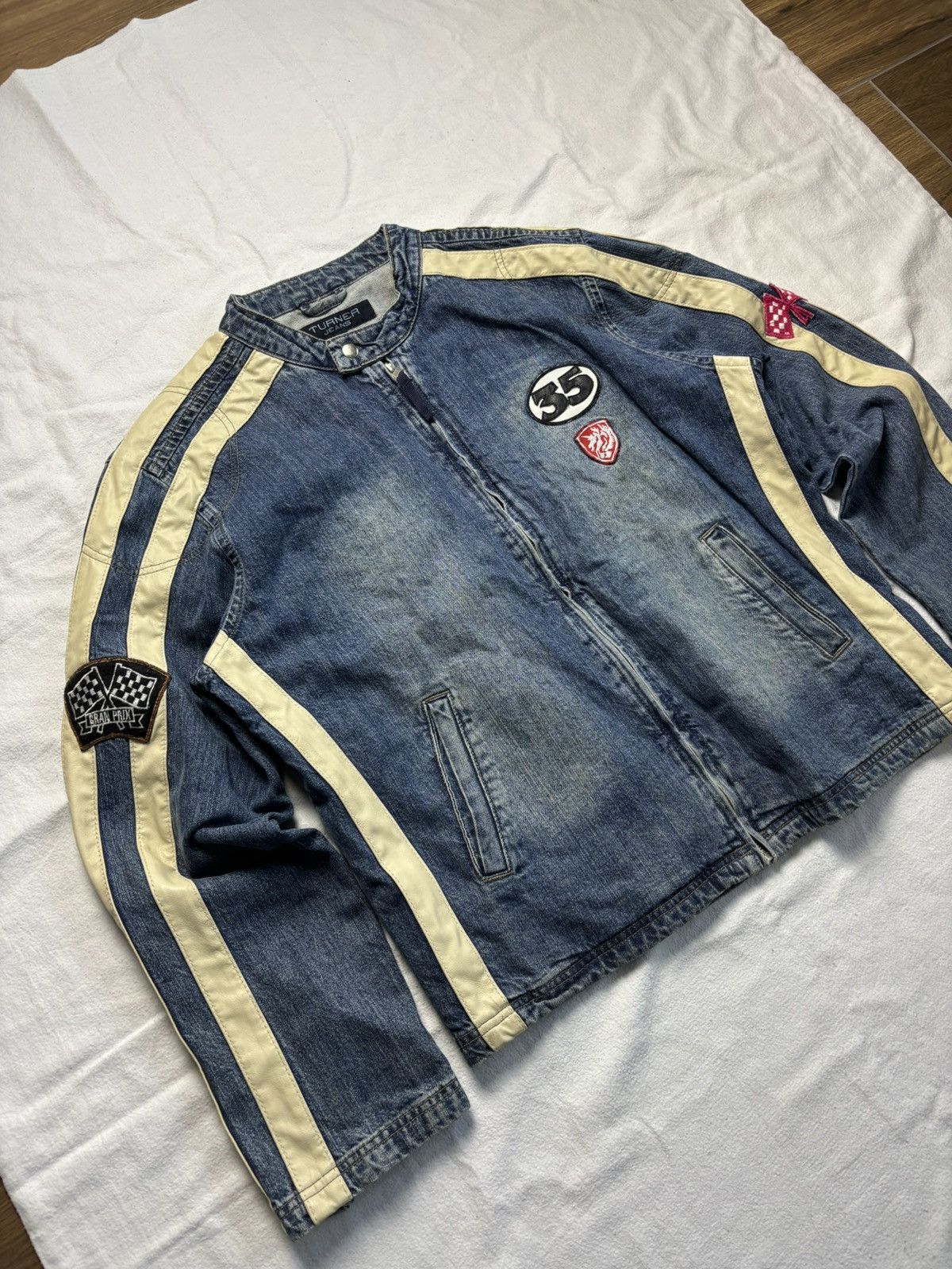 Vintage RARE Archive moto denim jacket with patches japanese style Size US XL / EU 56 / 4 - 3 Thumbnail