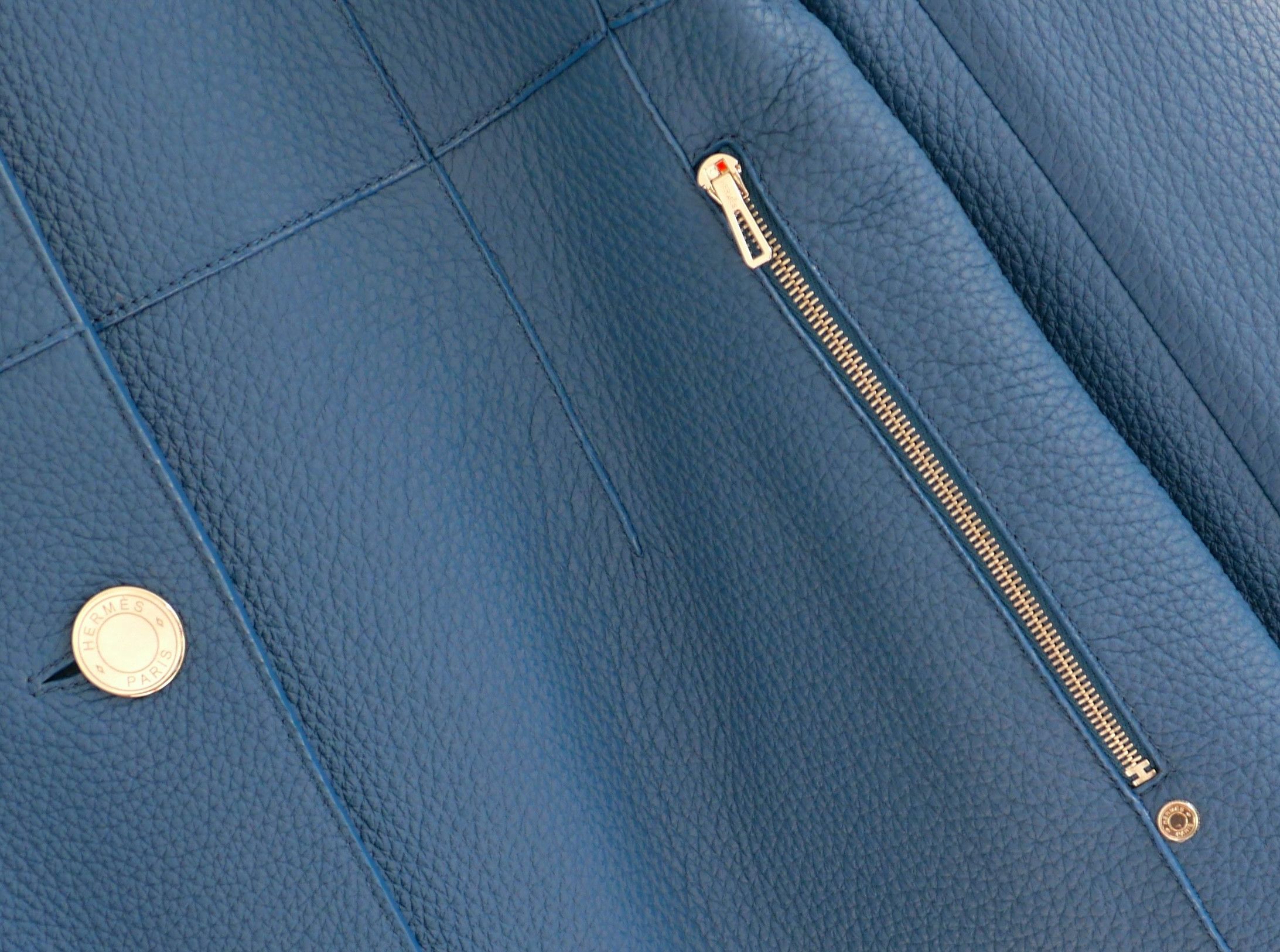 Hermes Hermes Equestrian Deerskin Leather Jacket Cerulean Blue Size S / US 4 / IT 40 - 2 Thumbnail