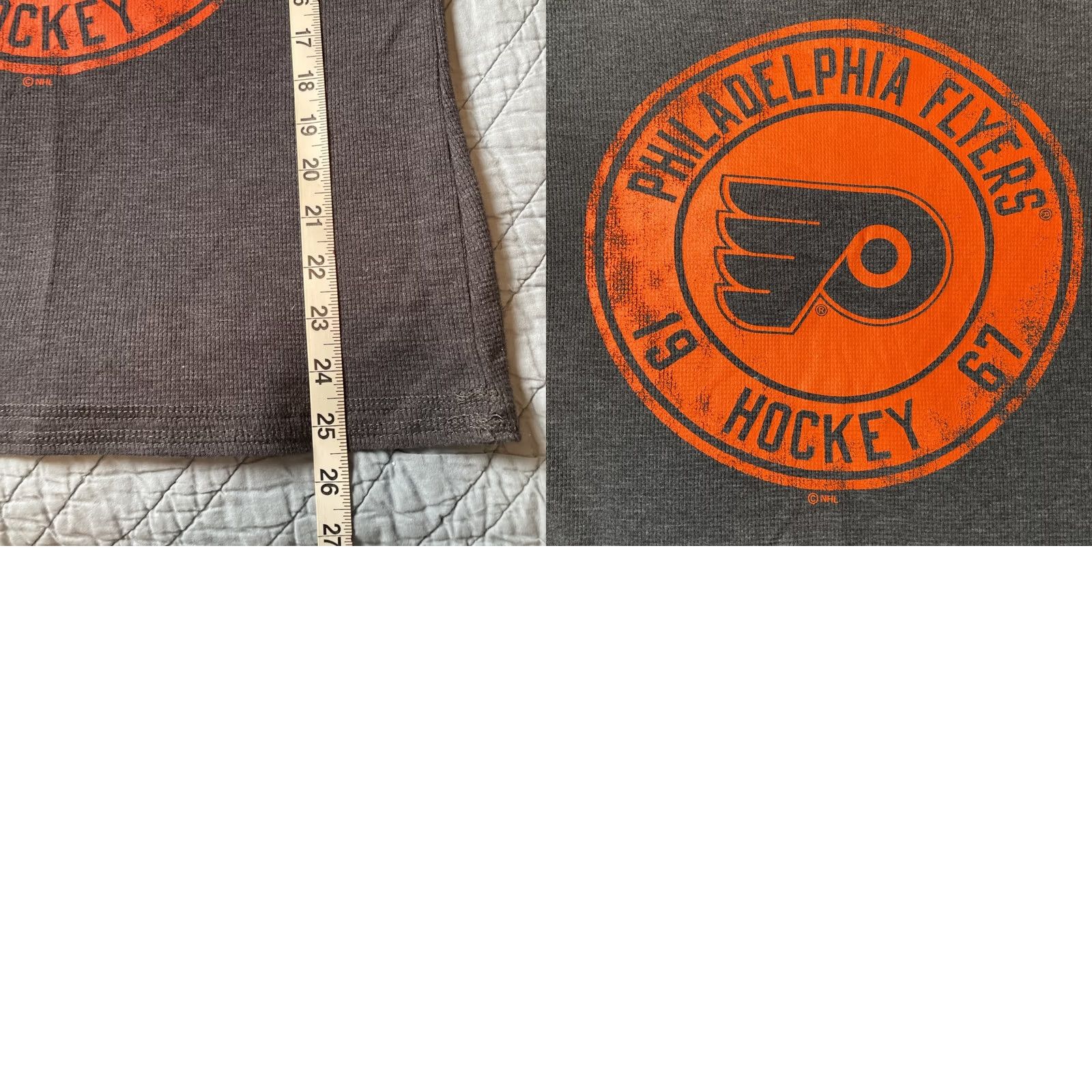 NHL NHL Flyers Womens M T-Shirt Gray Sports Knit Cozy V-Neck Logo Long Sleeve Regular Slimming All Seasons Packable Size M / US 6-8 / IT 42-44 - 8 Thumbnail