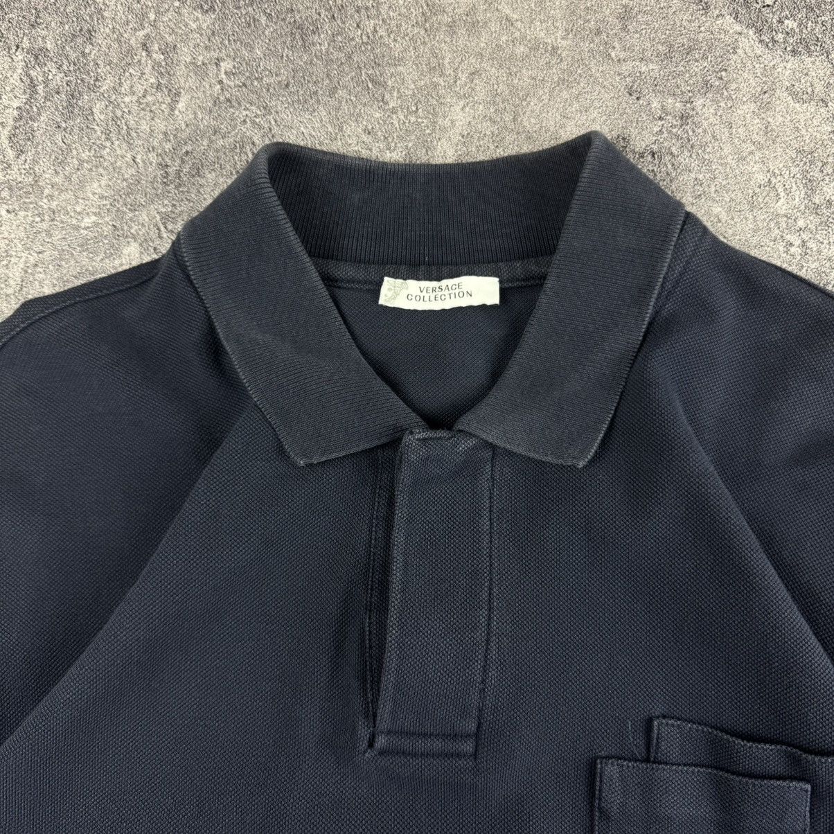 Versace Versace Collection Navy Pocket Polo / Tonal Medusa Logo Size US L / EU 52-54 / 3 - 6 Thumbnail