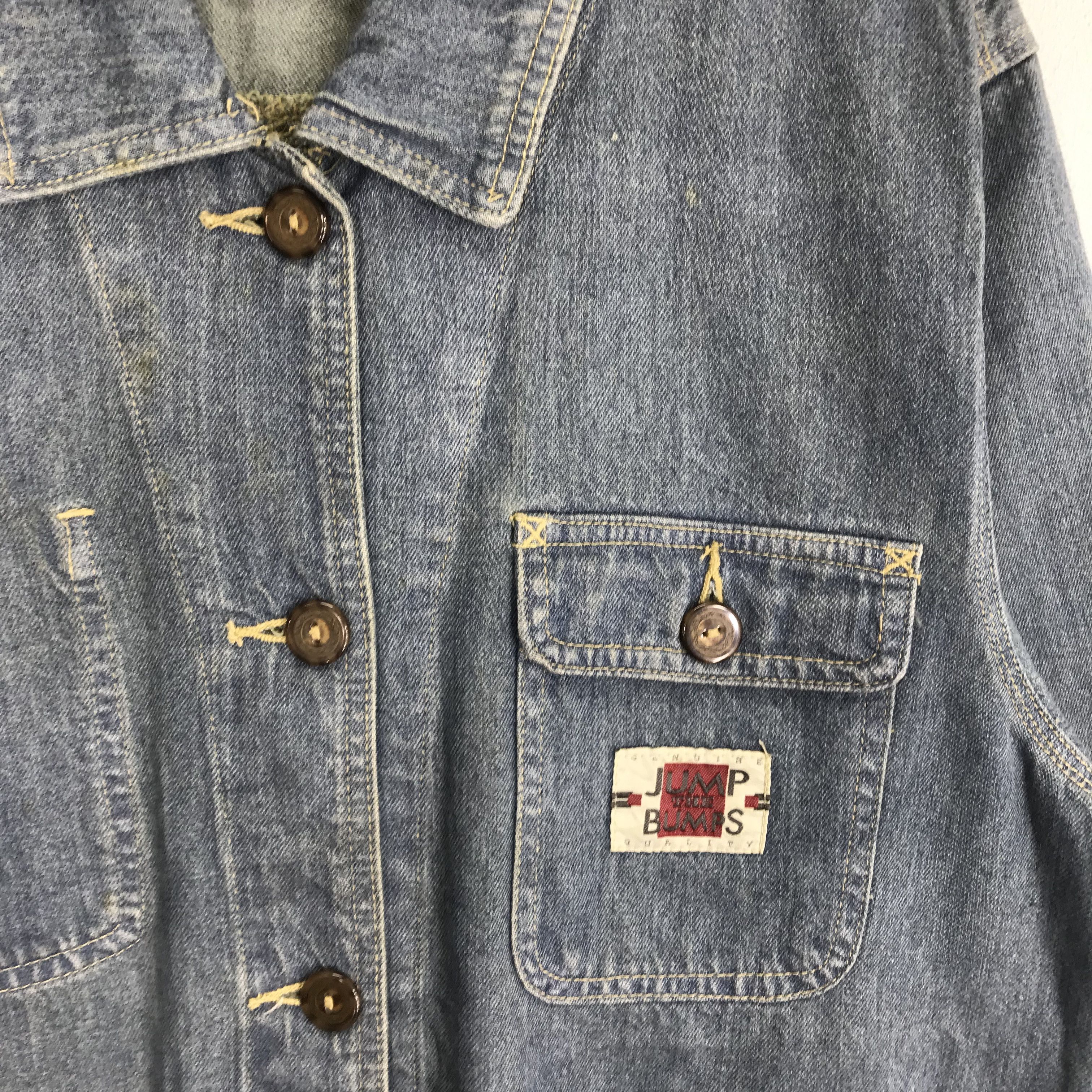 Japanese Brand Vintage 90s Denim Worker Jacket Four Pocket Frenchwork Blue Size US M / EU 48-50 / 2 - 6 Thumbnail
