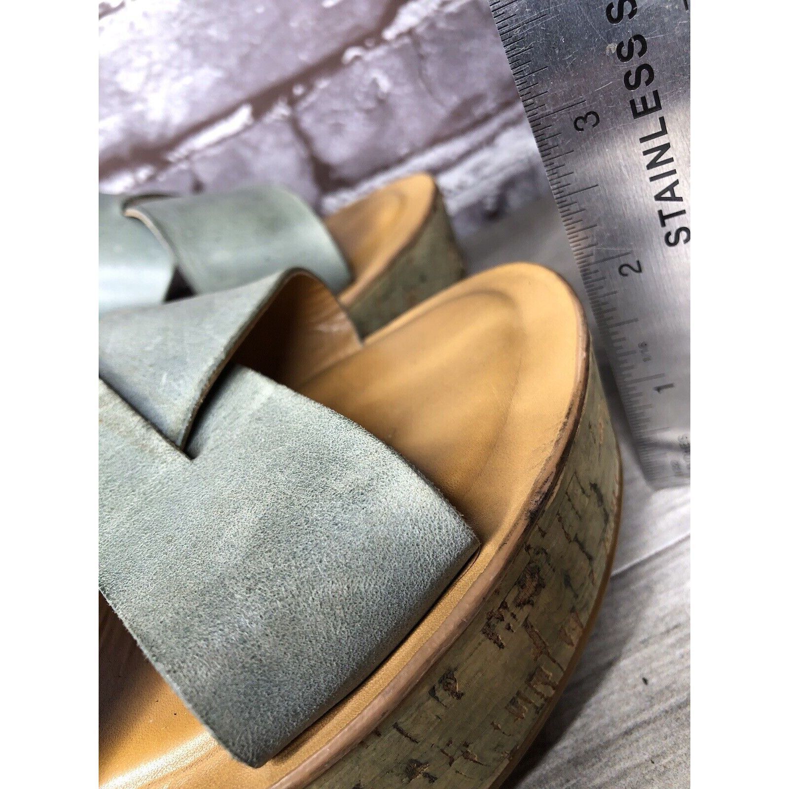 Other Kork-Ease Blue Leather Platform Cross Strap Cork Wedge Sanda Size US 8 / IT 38 - 15 Thumbnail