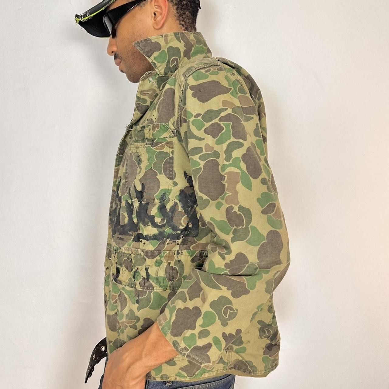 Vintage ASTROBOI* 'Flames' Green Camouflage Jacket - Small Size US S / EU 44-46 / 1 - 3 Thumbnail