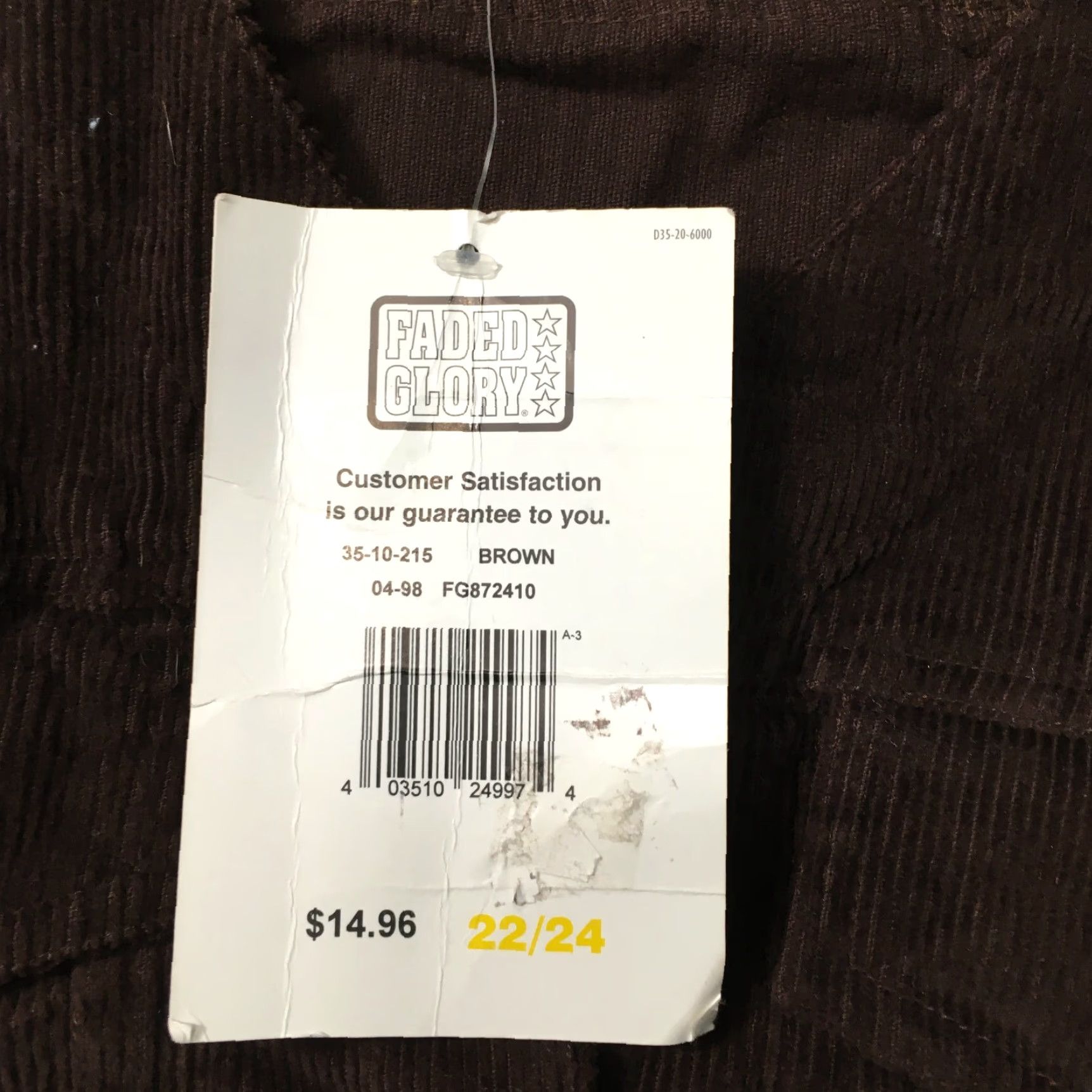Faded Glory VINTAGE Corduroy Vest 22/24 Button Front Boho Romantic Y2K 90s brown Shirt Womens Size 3XL / US 20-22 - 3 Thumbnail