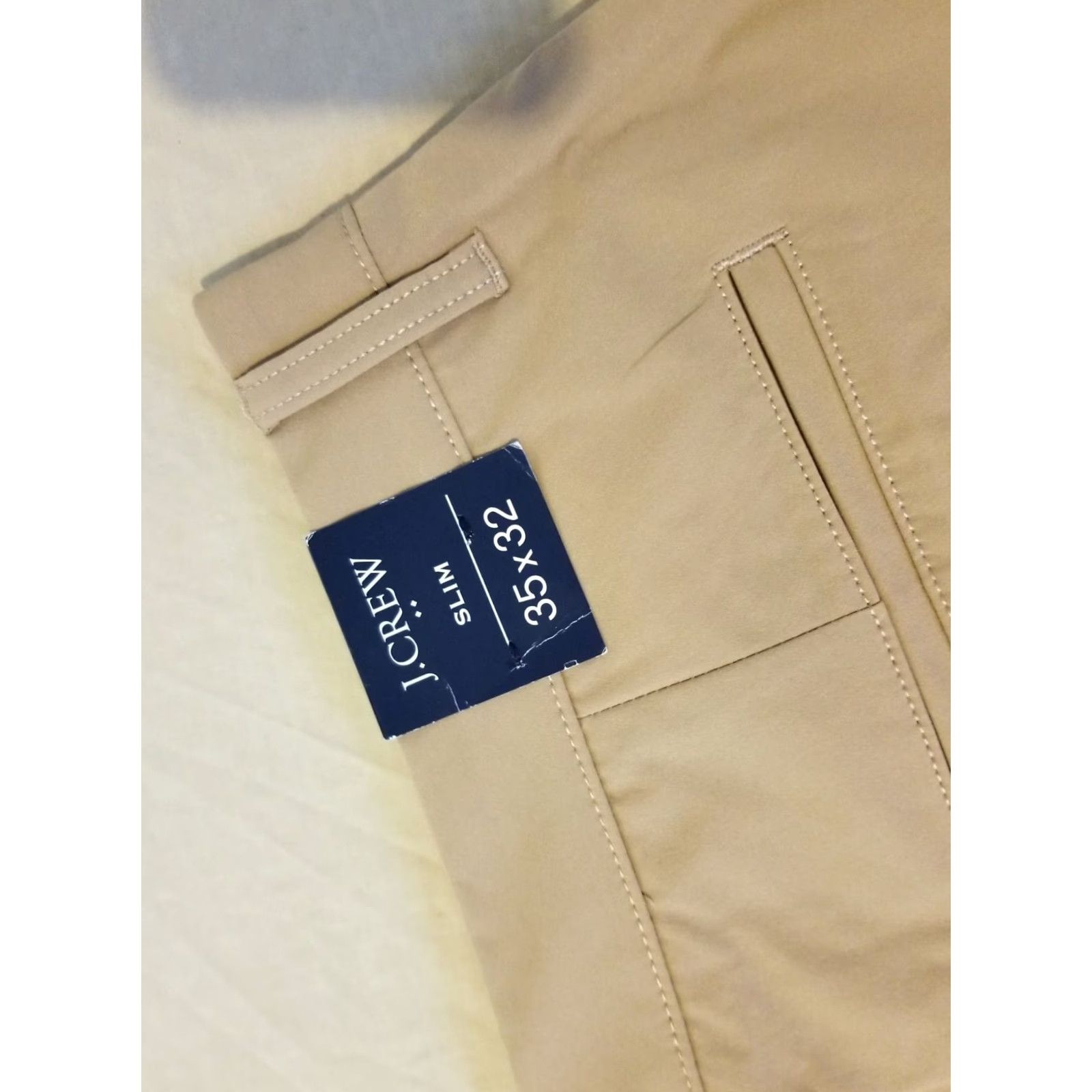 J.Crew Mens J.Crew Slim Chino Pants 35x32 Beige Khaki Dress Slack Trousers Sl Size US 35 - 3 Thumbnail