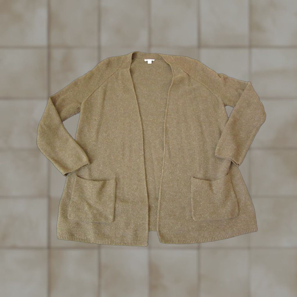 J. Jill VINTAGE J Jill Open Cardigan Sweater Womens S Brown Silk Cotton Acrylic Knit Short Sleeve Casual Summer Relaxed Regular Size S / US 4 / IT 40 - 1 Thumbnail