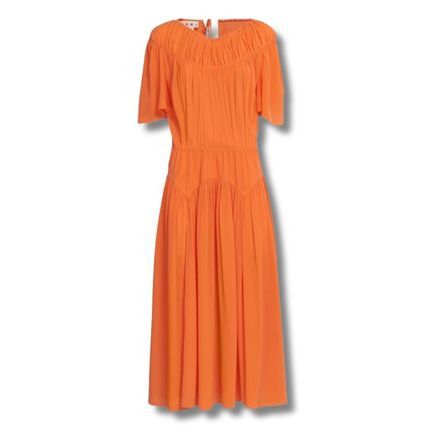 image of Marni O1W1Db10524 Silk Long Dress In Orange, Women's (Size XL)