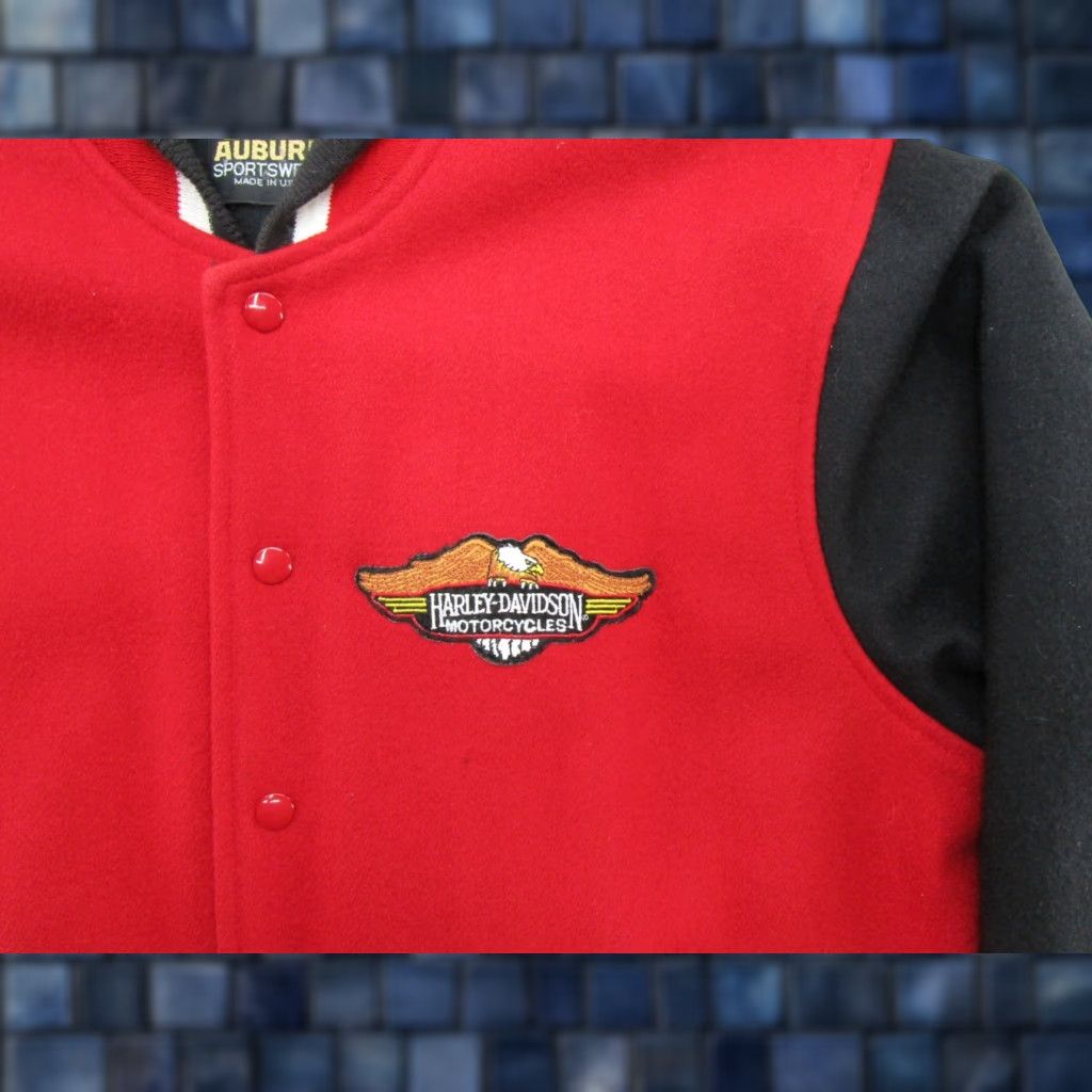 Vintage VTG Auburn Sportswear Harley Patch Varsity Wool Jacket USA Made Read Size US L / EU 52-54 / 3 - 1 Thumbnail