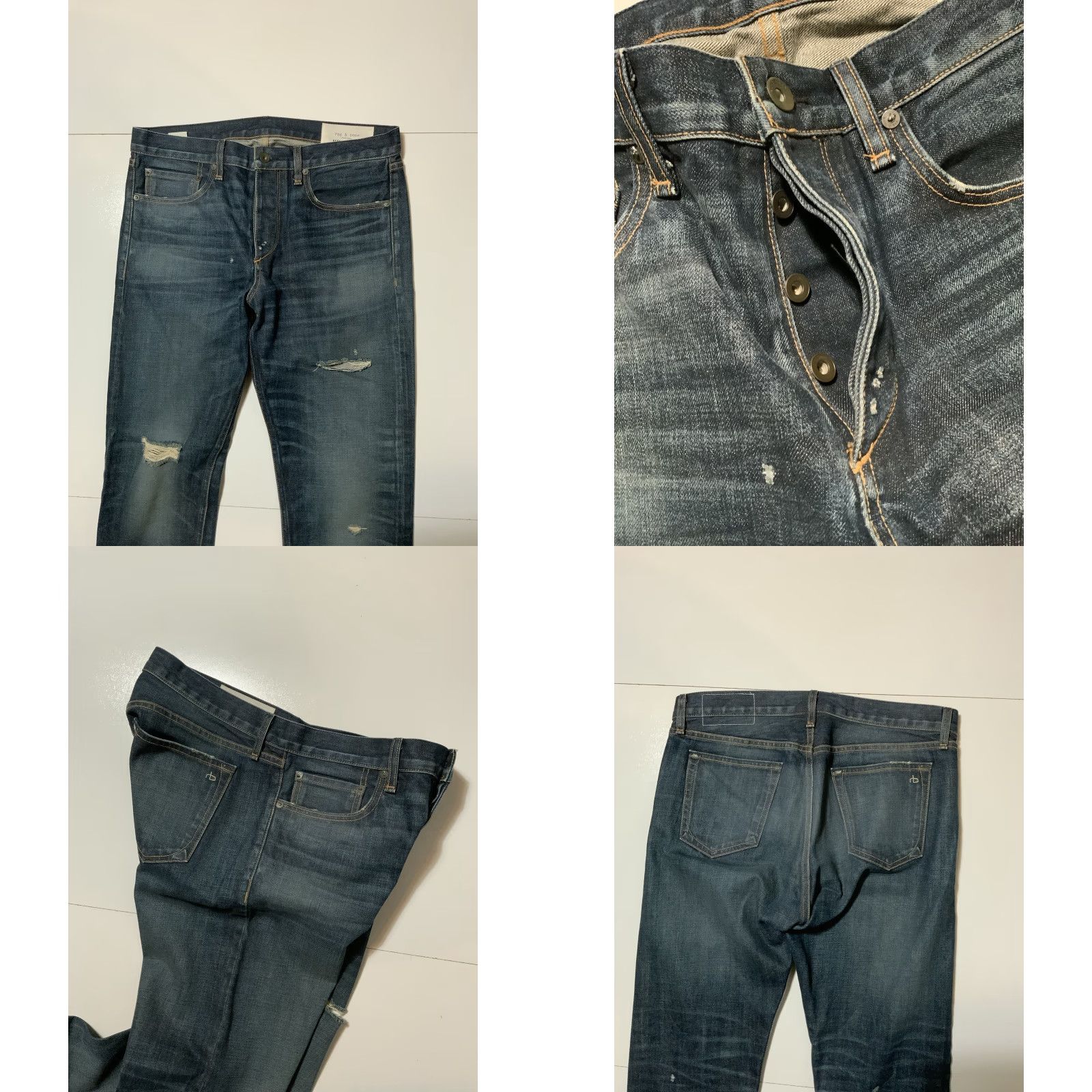 Rag & Bone rag & bone New York Jeans Slim Fit 32 Blue Men Denim Zeitgeist Distressed 2 Slim Leg 32 Inseam Size US 32 / EU 48 - 8 Thumbnail