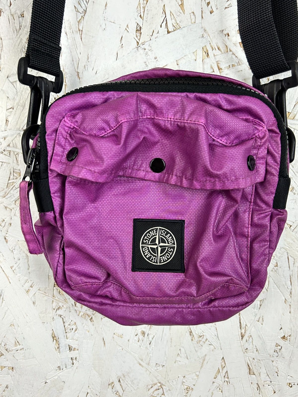 Stone Island Canvas Crossbody Messenger Bag Pink Ss23, Men's