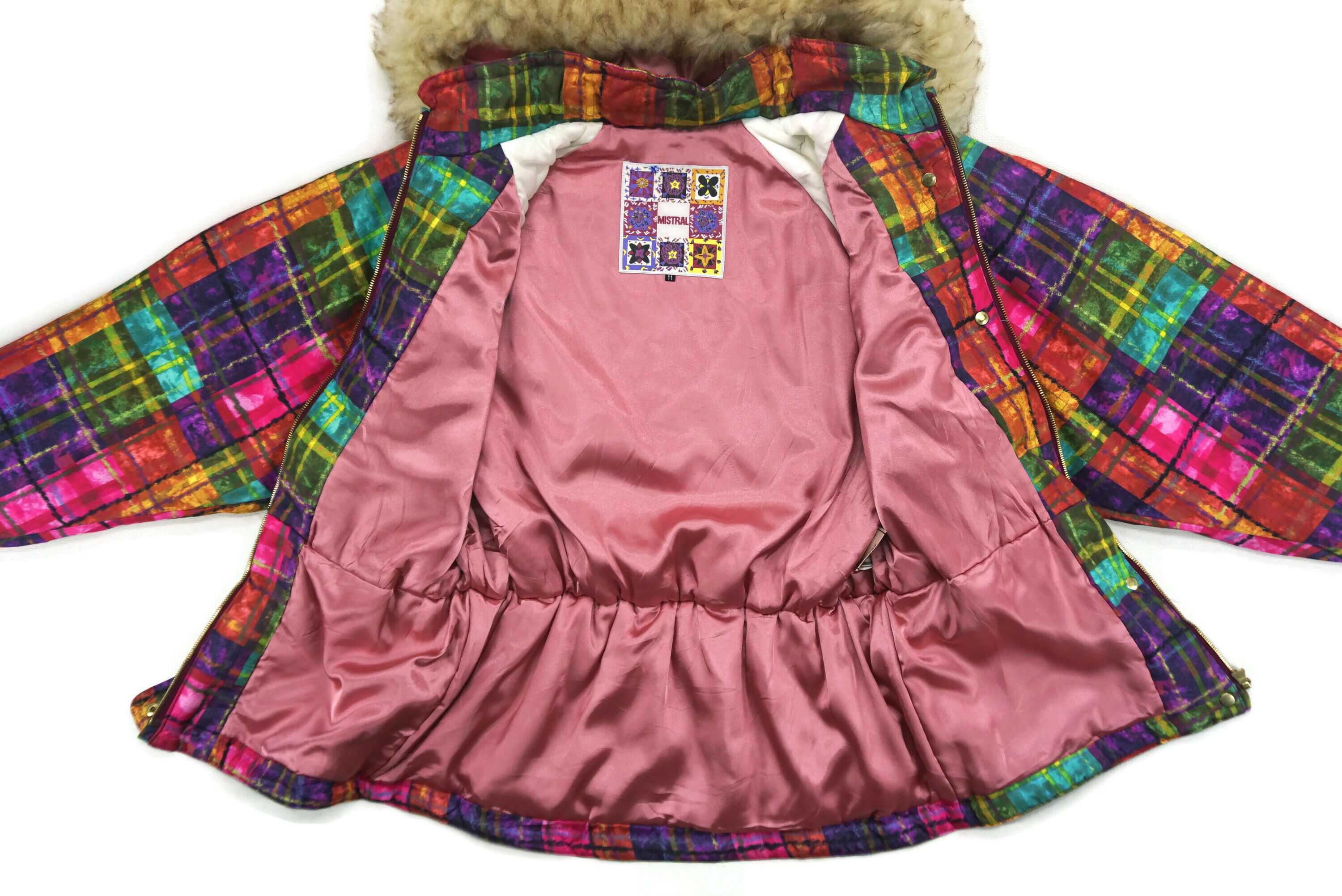 Japanese Brand Vintage Mistral Ski Jacket Rainbow Faux Fur Hooded Windbreak Size S / US 4 / IT 40 - 2 Thumbnail