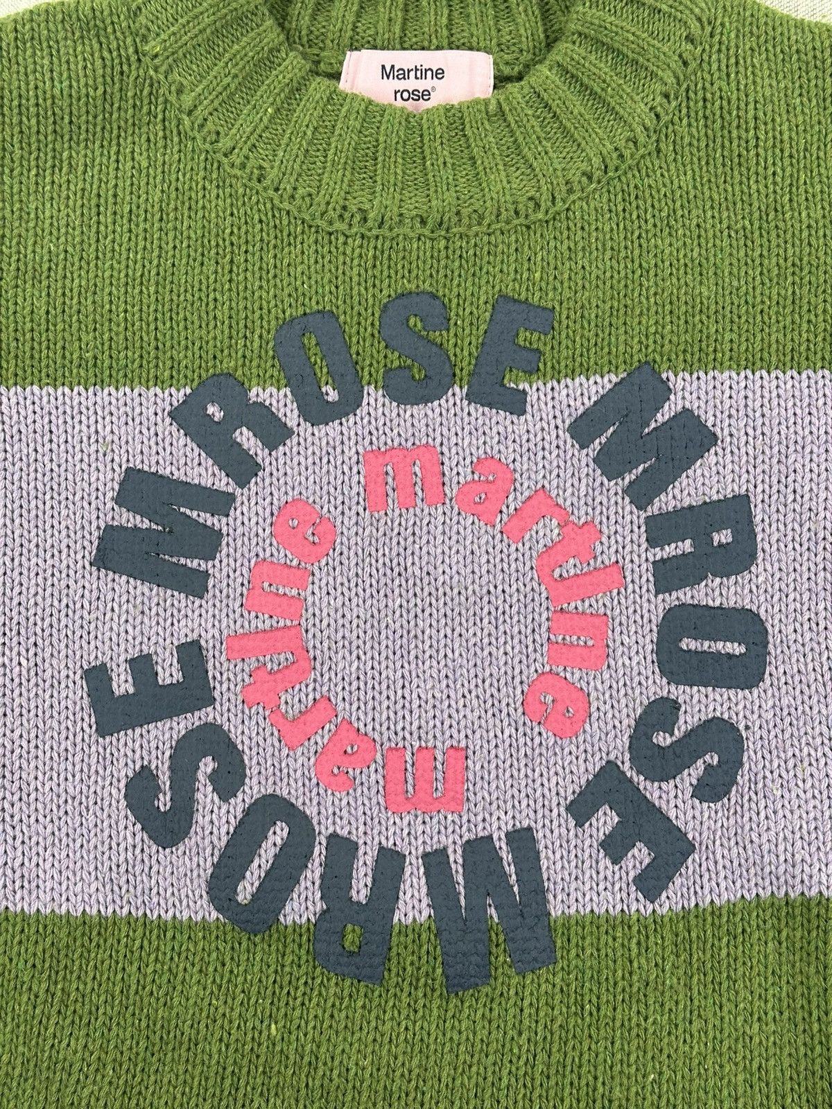Martine Rose Martine Rose Green Wool Knit Logo Sweater XS Graphic Logo Size US XS / EU 42 / 0 - 6 Thumbnail