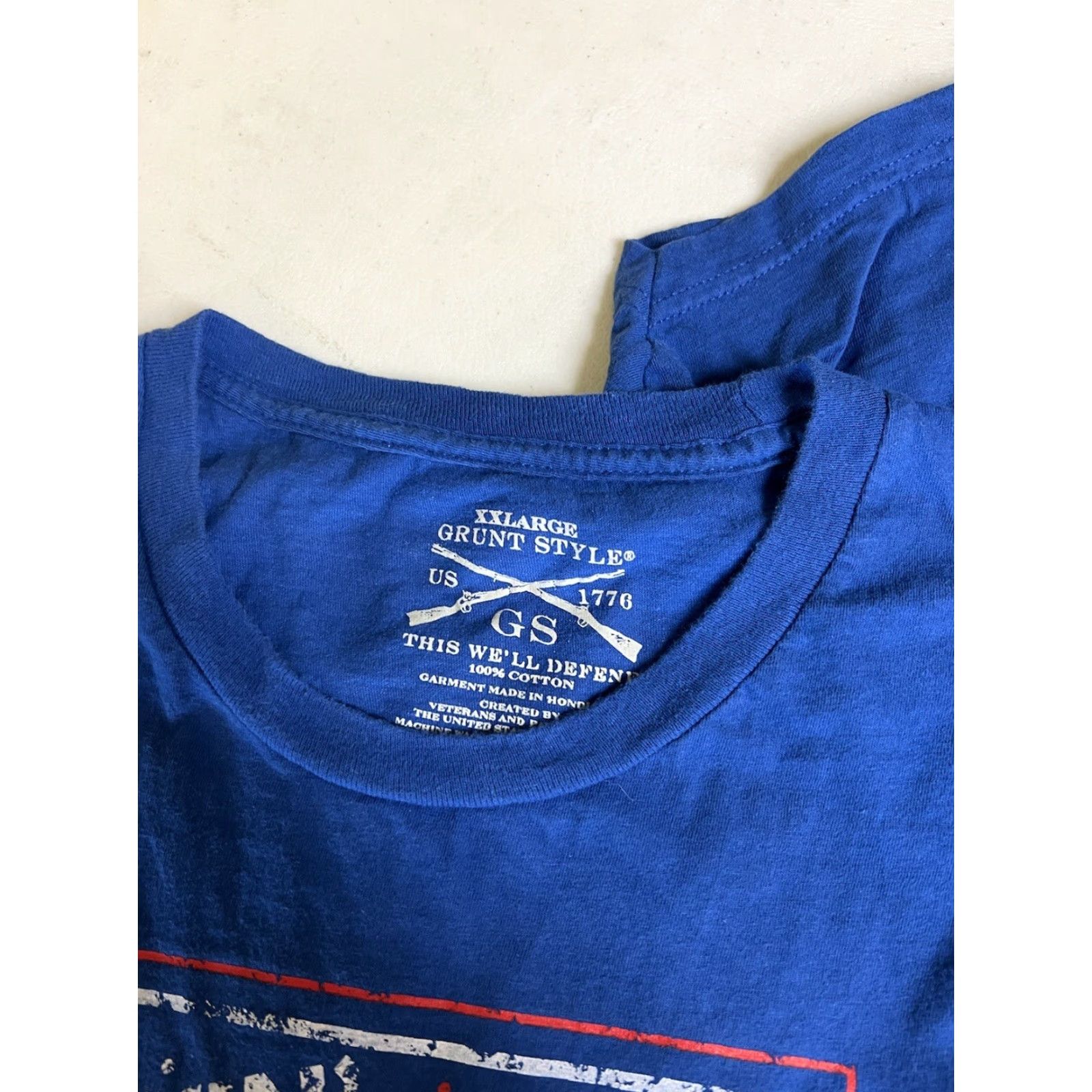 Vintage Grunt Style T-Shirt Blue 2XL Men Crew Neck Sam Military Patriotic USA Shirt Size US XXL / EU 58 / 5 - 3 Thumbnail