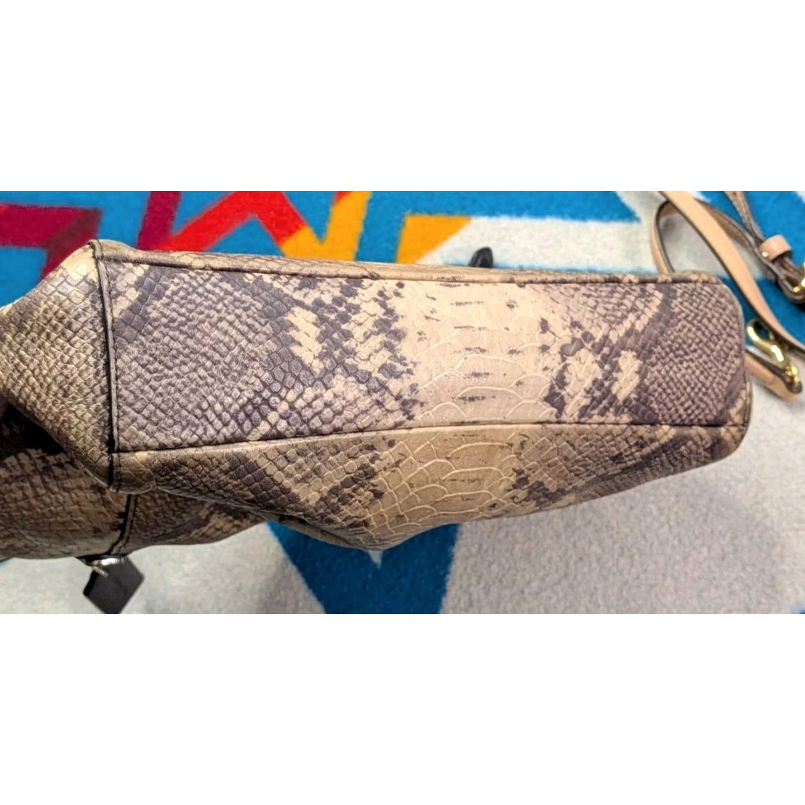 Coach Coach Shoulder Tote Hand Bag Faux Leather Python Snakeskin Embossed Purse Strap Size ONE SIZE - 3 Thumbnail
