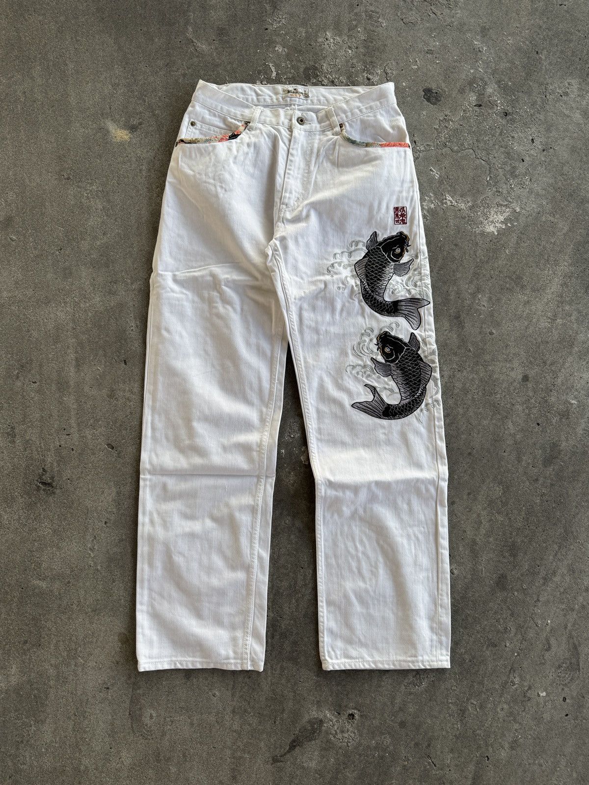 Karakuri Tamashii Rare Karakuri Tamashii Embroidery Japanese Koi Fish Size US 30 / EU 46 - 1 Thumbnail