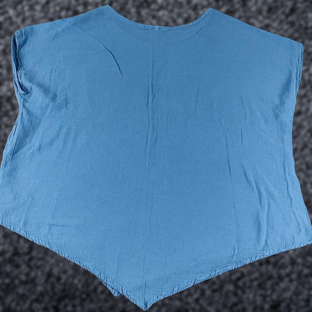 Vintage Oh My Gauze! Blouse Shirt Sleeveless Women 3 Lagenlook Casual Blue 100% Cotton Gauze Size XS / US 0-2 / IT 36-38 - 1 Thumbnail