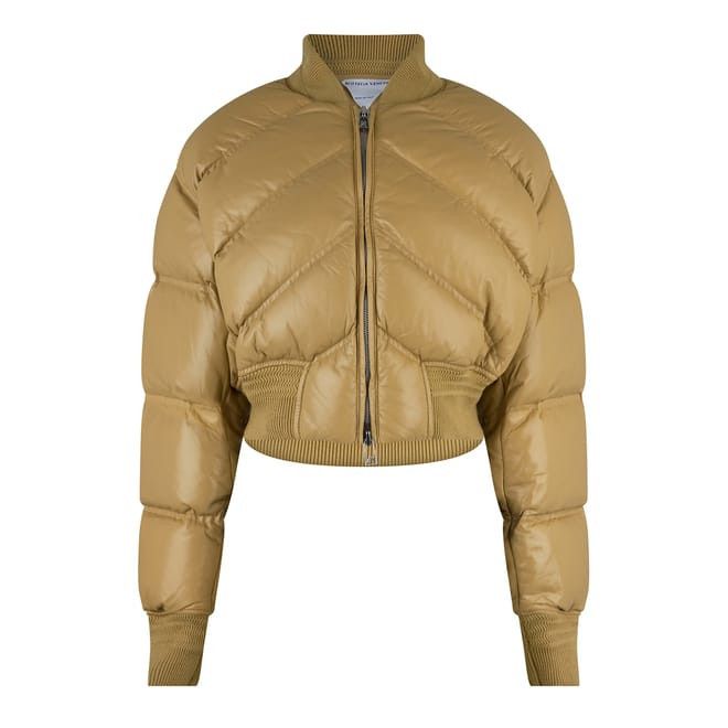 Bottega Veneta Bottega Veneta Mock Neck Relaxed Fit Puffer Coat in Neutral Size S / US 4 / IT 40 - 1 Thumbnail