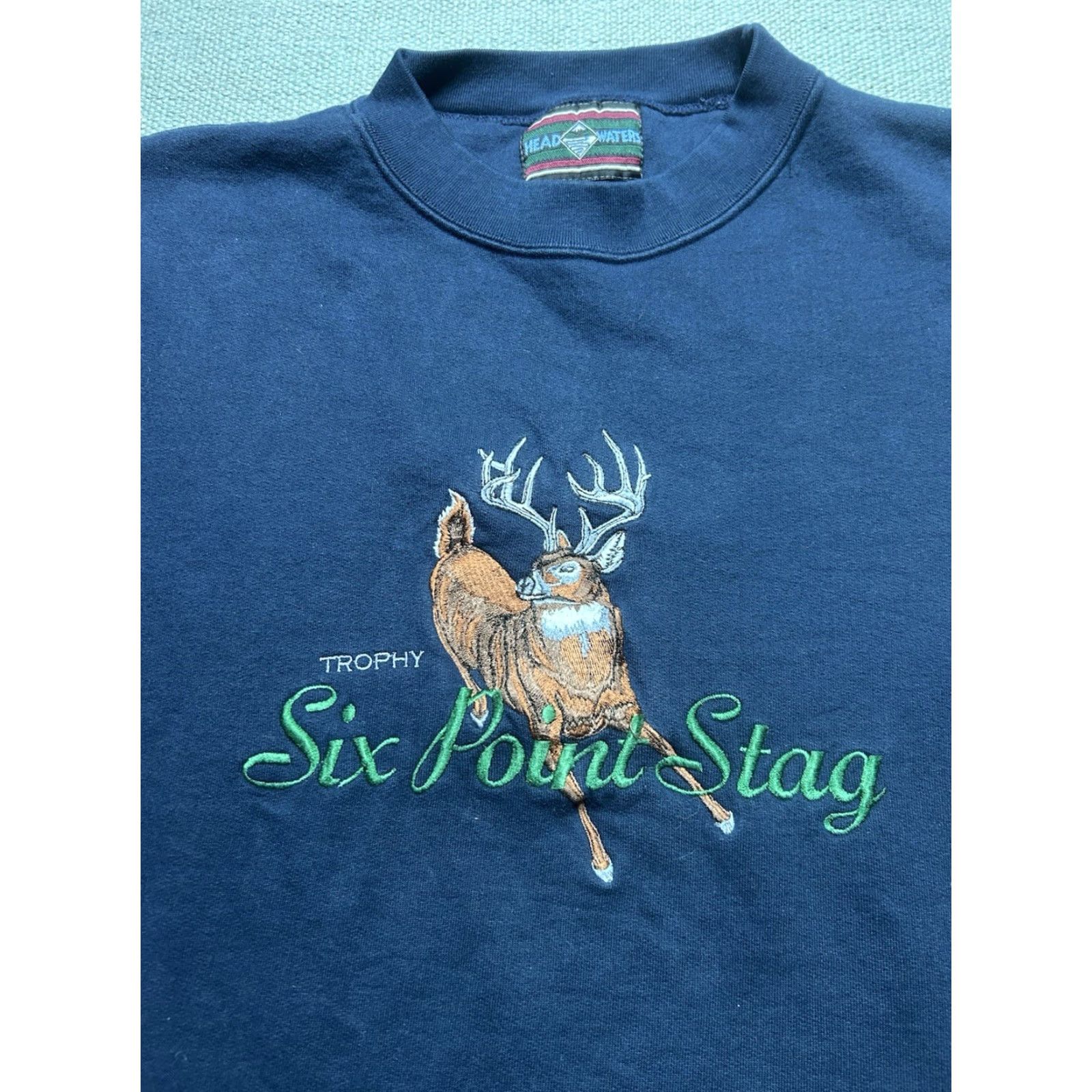 Vintage VINTAGE Sweatshirt Crewneck six point stag buck deer distressed hunting Medium Men Blue Pullover Size US M / EU 48-50 / 2 - 2 Thumbnail