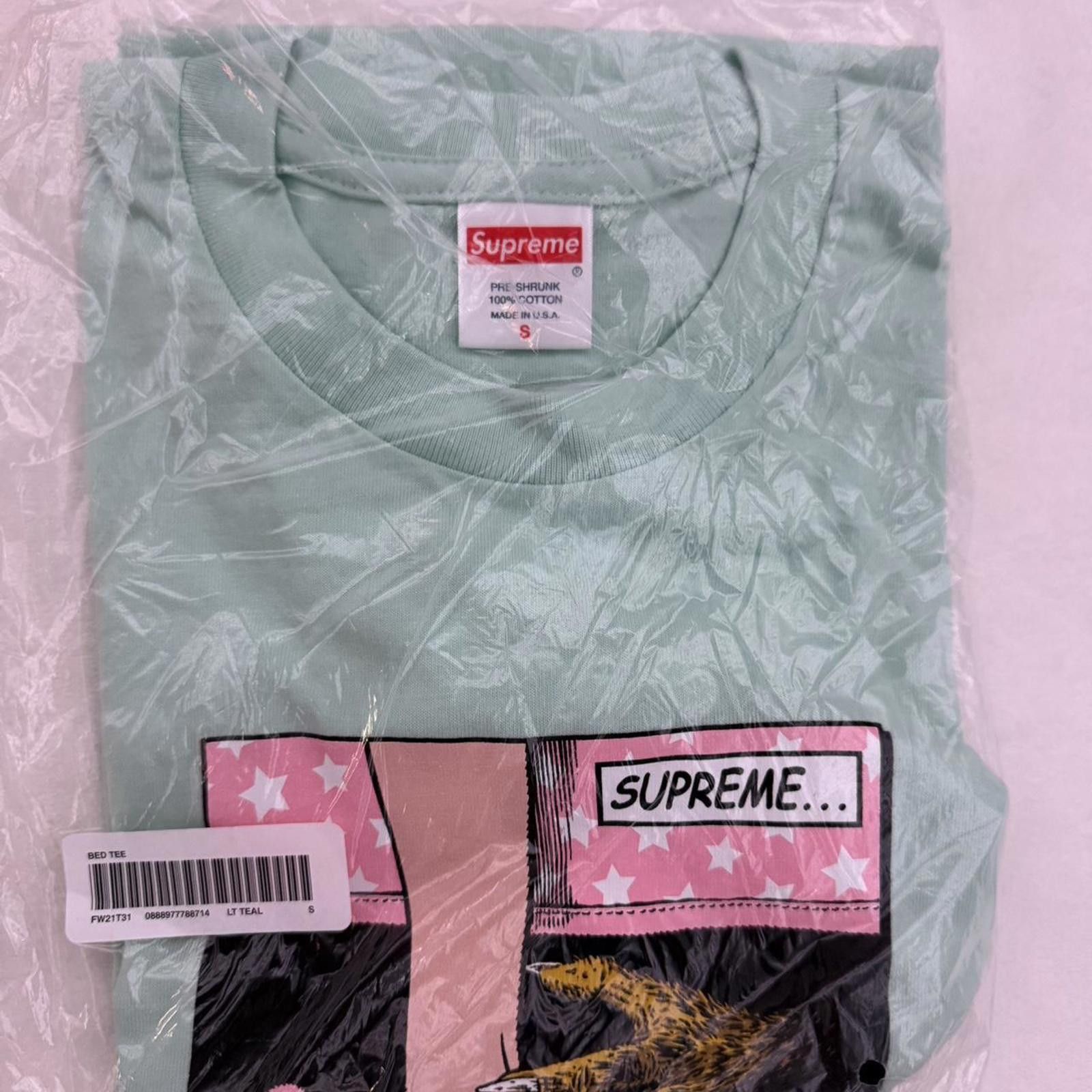 Supreme 2021 Supreme Bed Tee 'Light Teal' Size US S / EU 44-46 / 1 - 2 Thumbnail