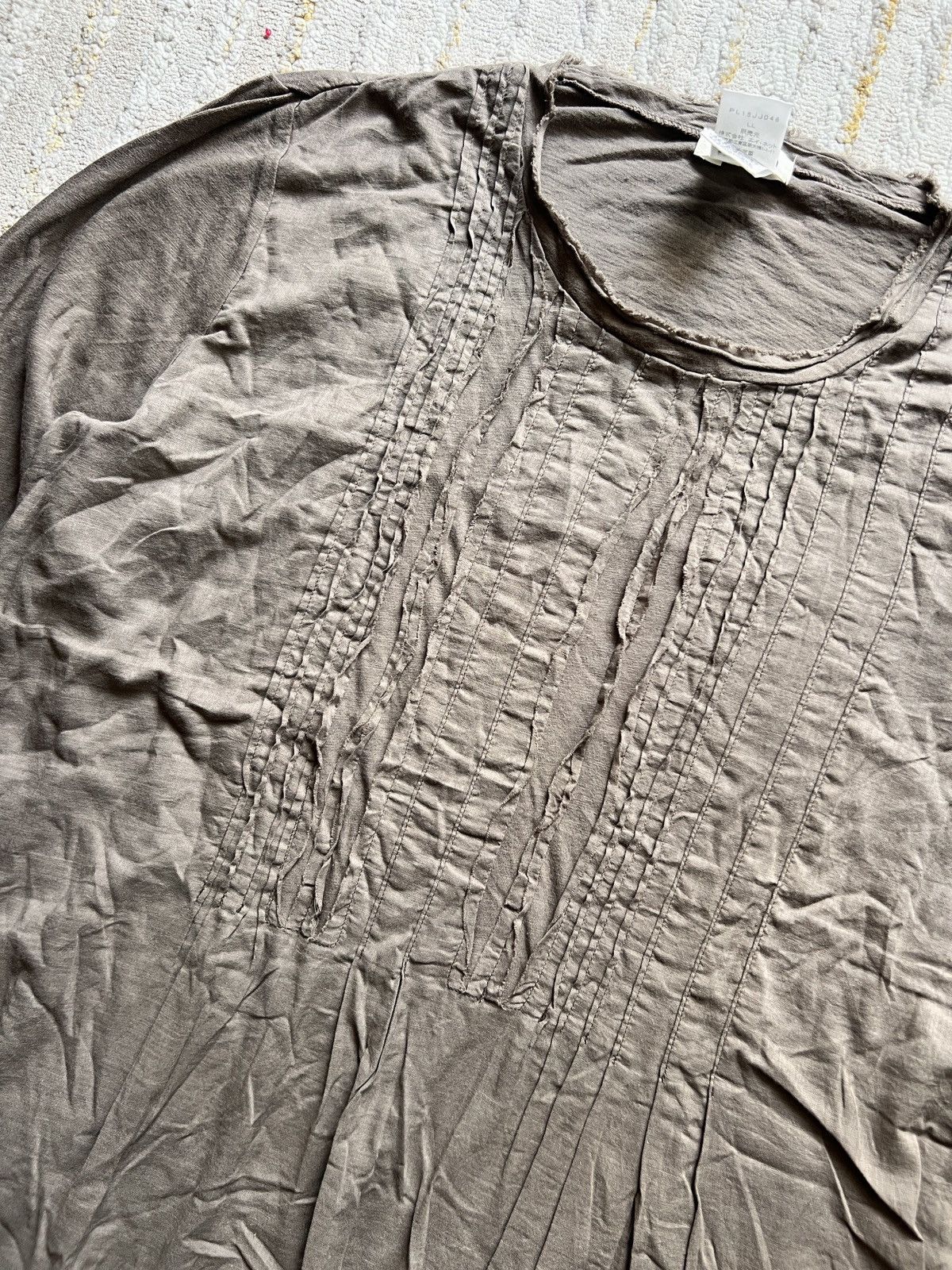 Beauty Beast × Issey Miyake × Le Grande Bleu (L.G.B.) Issey Miyake Plantation Rough Pleated LS Shirt Size US L / EU 52-54 / 3 - 5 Thumbnail