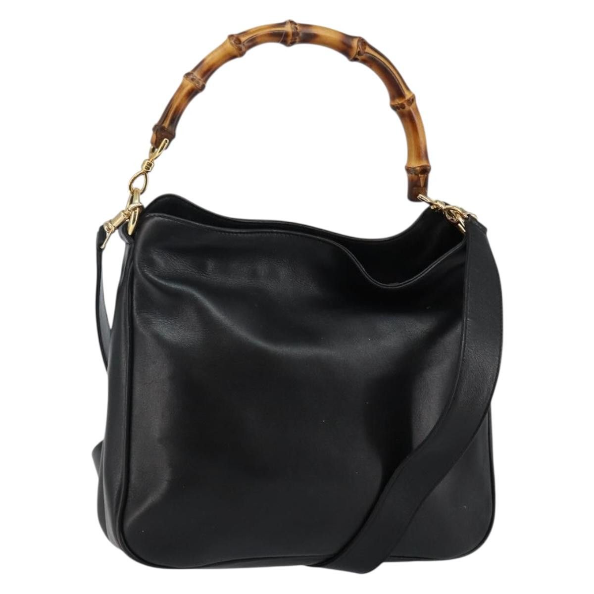 Gucci GUCCI Bamboo Handbag Leather Black Gold 001 001 Size ONE SIZE - 1 Thumbnail