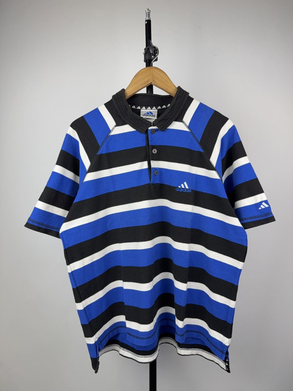 Adidas Vintage 90s Adidas Retro Multicolour striped Y2K Polos Size US L / EU 52-54 / 3 - 1 Thumbnail