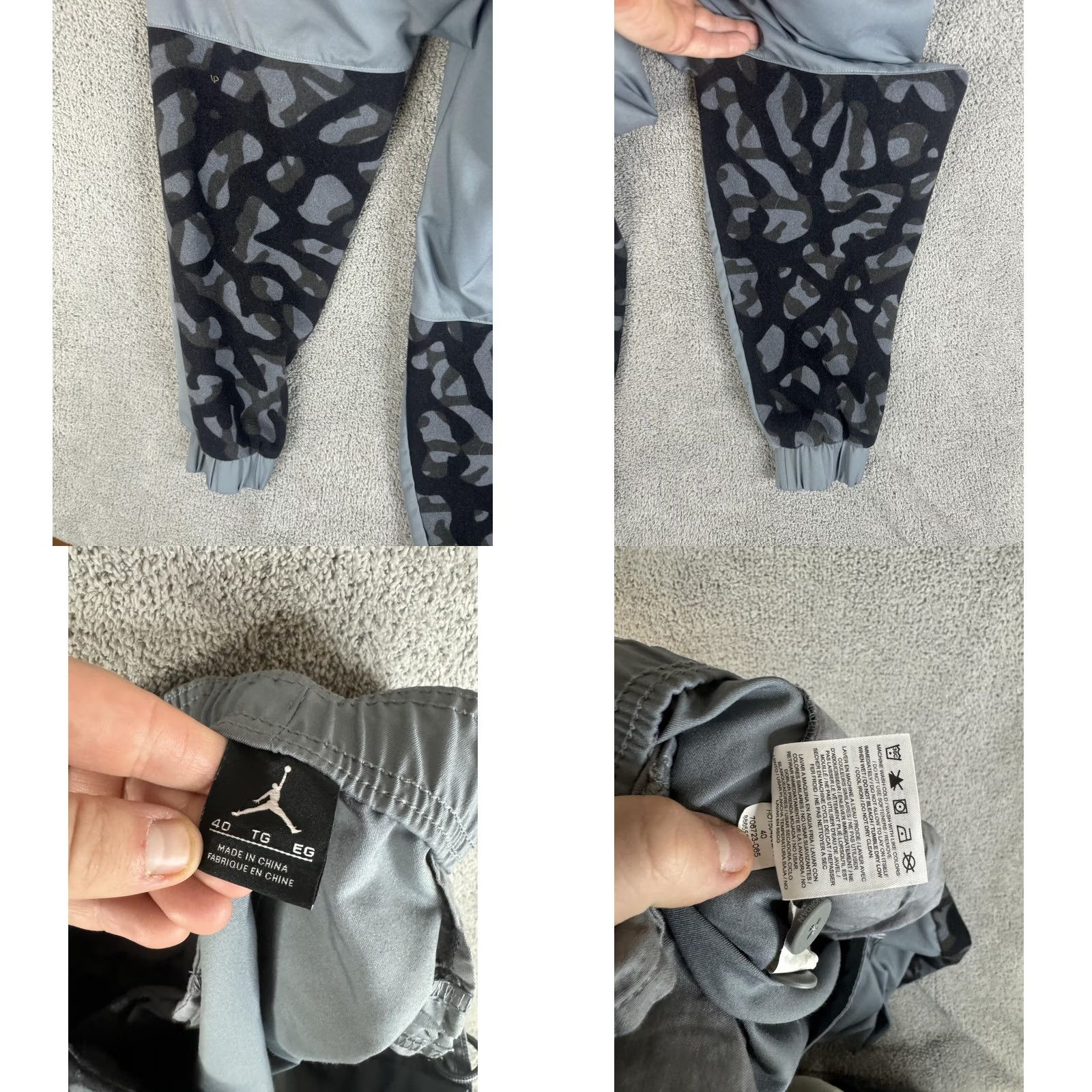 Jordan Brand Jordan Jogger Pants Mens 40 Gray Camouflage Panel Zip Pocket Elastic Cuff Tapered Leg Gym Training Size US 40 / EU 56 - 9 Thumbnail