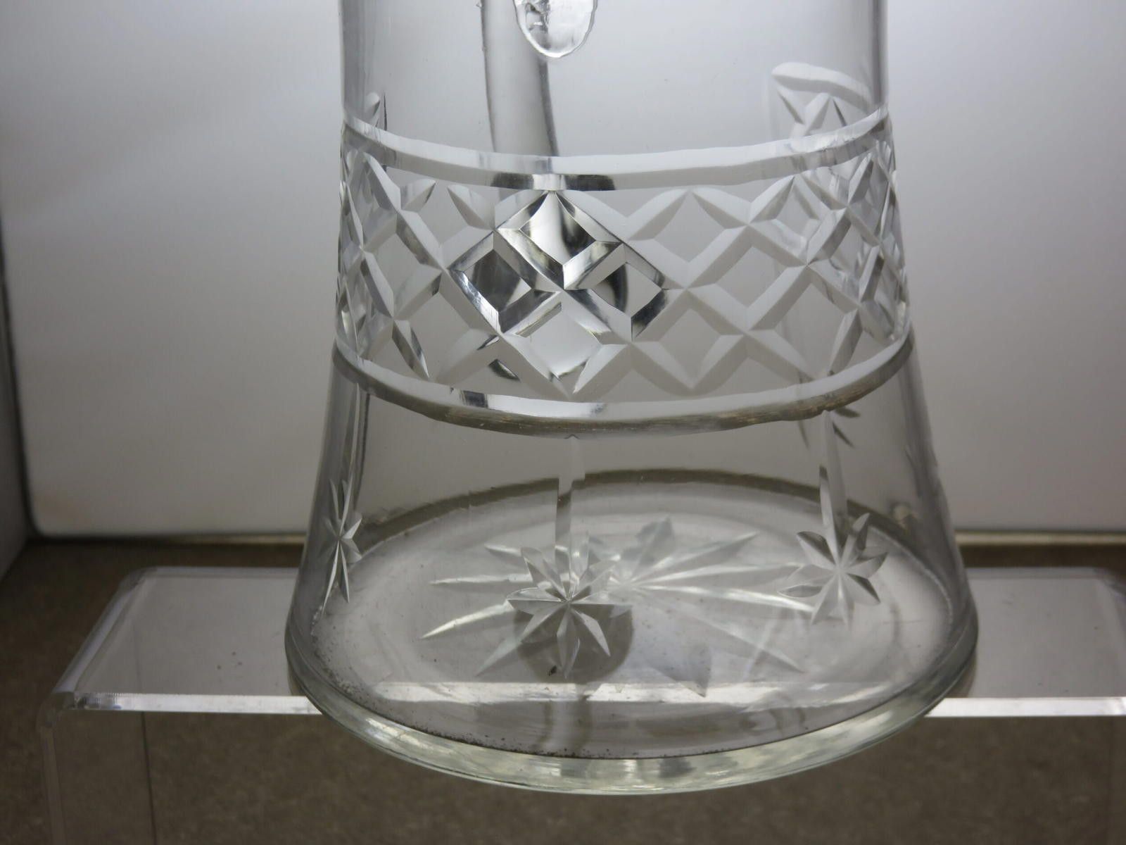 The Unbranded Brand Vintage Cut Glass Crystal Water/Juice Jug 6 1/2" Size ONE SIZE - 6 Thumbnail