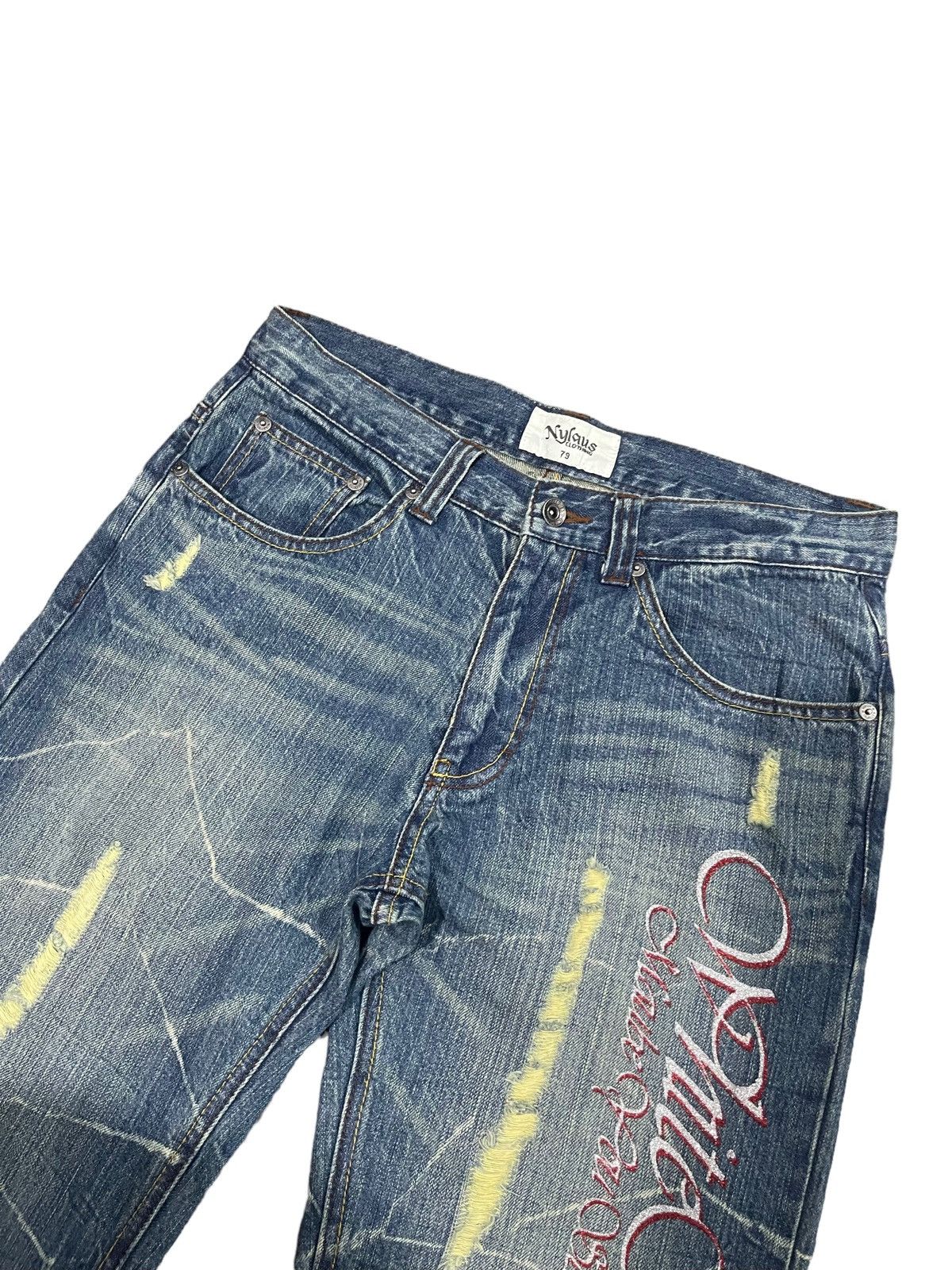 Japanese Brand × Vintage Rare ! Vintage Nylaus Clothing Distressed Flared Jeans Size US 31 - 11 Thumbnail