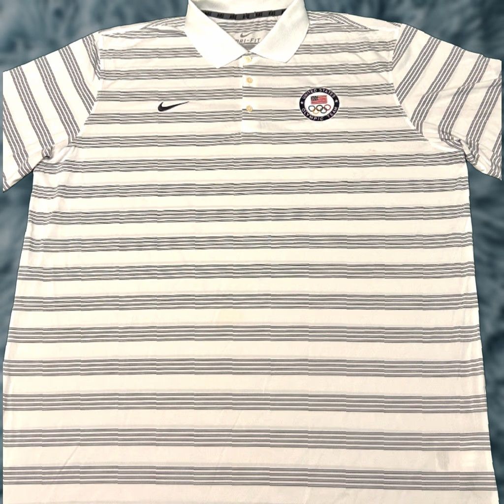 Nike Nike Polo Shirt Mens Size XXL Striped USA Olympic Flag Game Time Performance Size US XXL / EU 58 / 5 - 1 Thumbnail