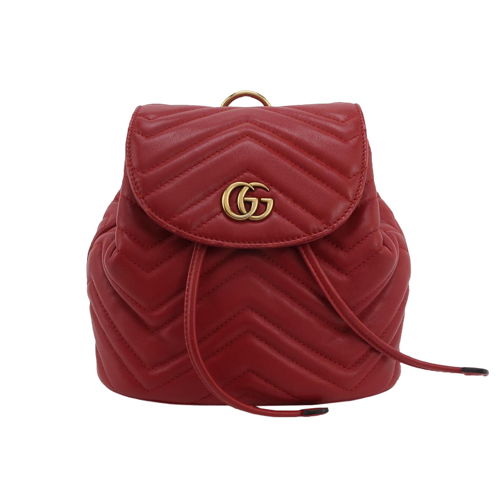 Gucci Gucci GG Marmont Red Leather Quilted Mini Backpack Size ONE SIZE - 1 Thumbnail