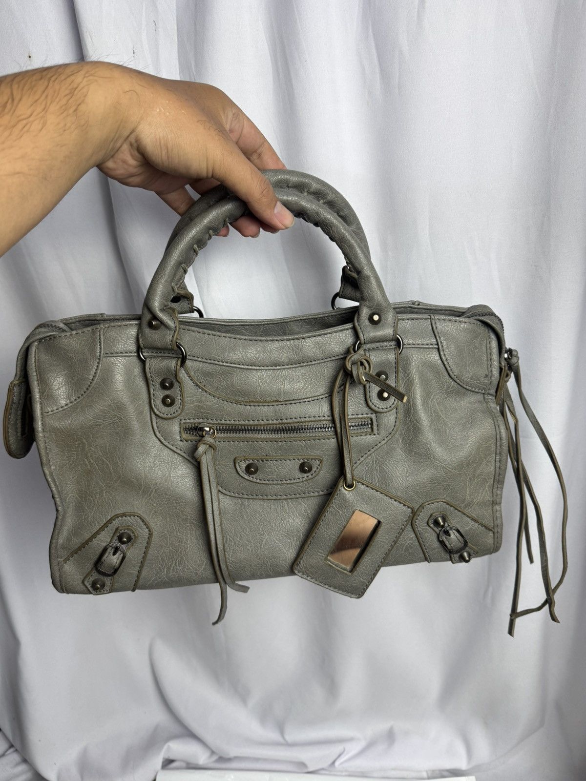 Vintage Leather Bags City Grey Size ONE SIZE - 2 Thumbnail
