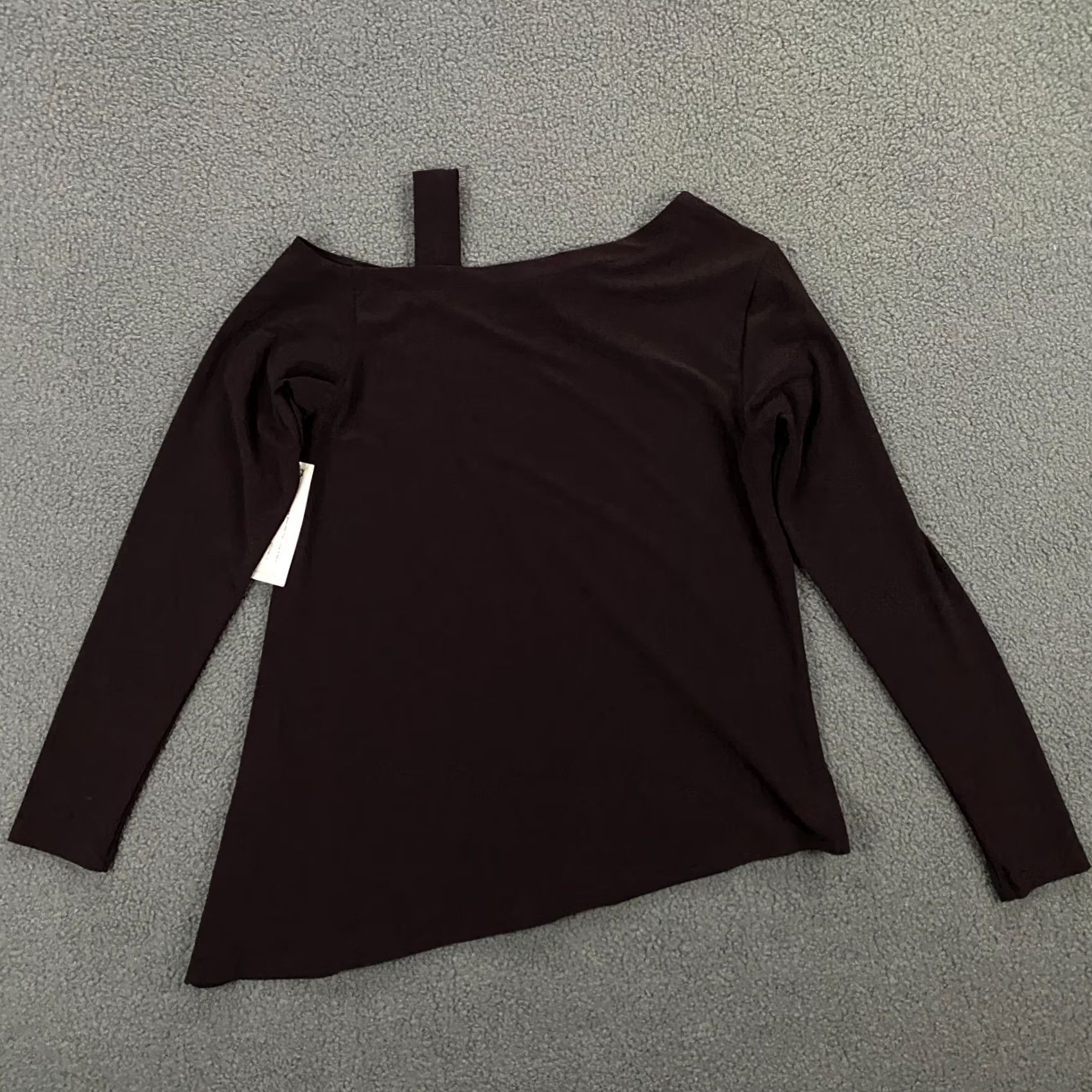 Vintage Sympli One Shoulder Top shirt Women Size 4 Long Sleeve Currant Purple Jersey Stretch NWT Size S / US 4 / IT 40 - 6 Thumbnail