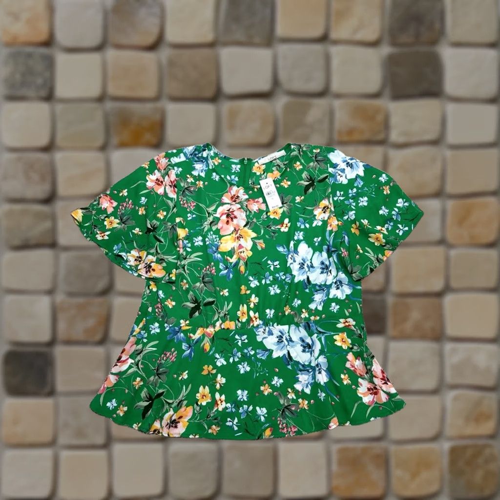 Loft Loft Shirt Womens 12 Green Pink Blue Yellow Floral Blouse New Size XL / US 12-14 / IT 48-50 - 1 Thumbnail