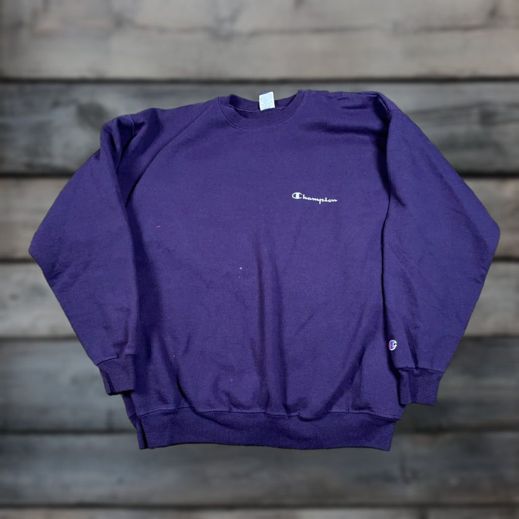 Champion VINTAGE Champion Sweatshirt Crewneck Adult Large Purple 90s Logo 50/50 Men Pullover Size US L / EU 52-54 / 3 - 1 Thumbnail