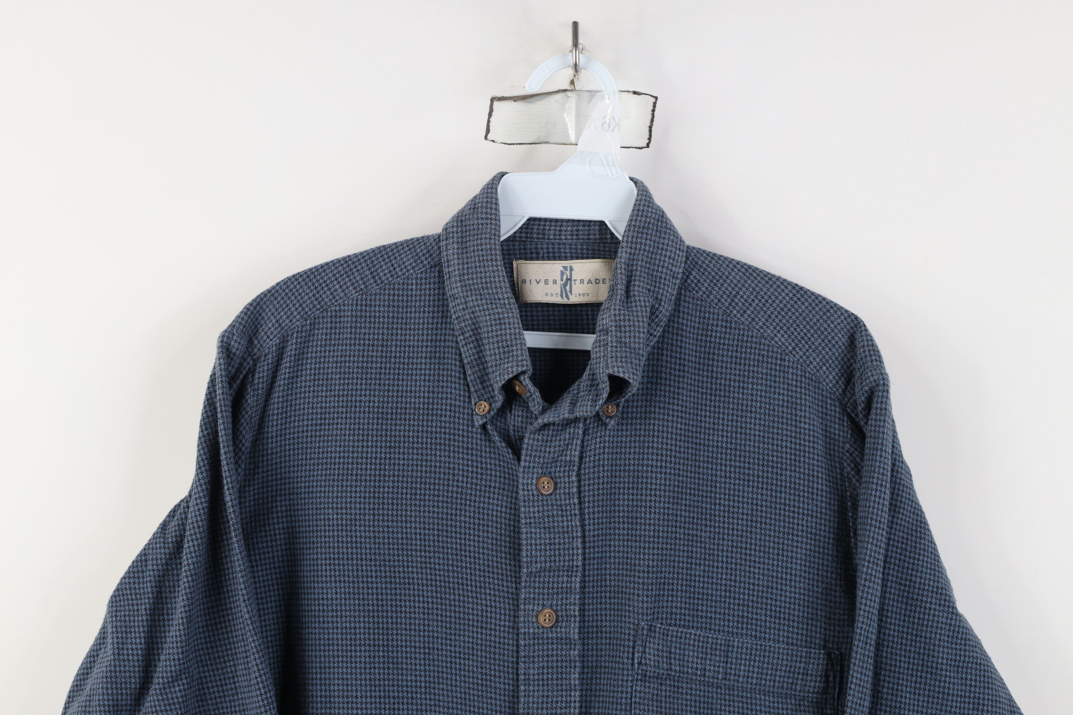Vintage Vintage 90s Streetwear Flannel Houndstooth Button Down Shirt Size US M / EU 48-50 / 2 - 2 Thumbnail