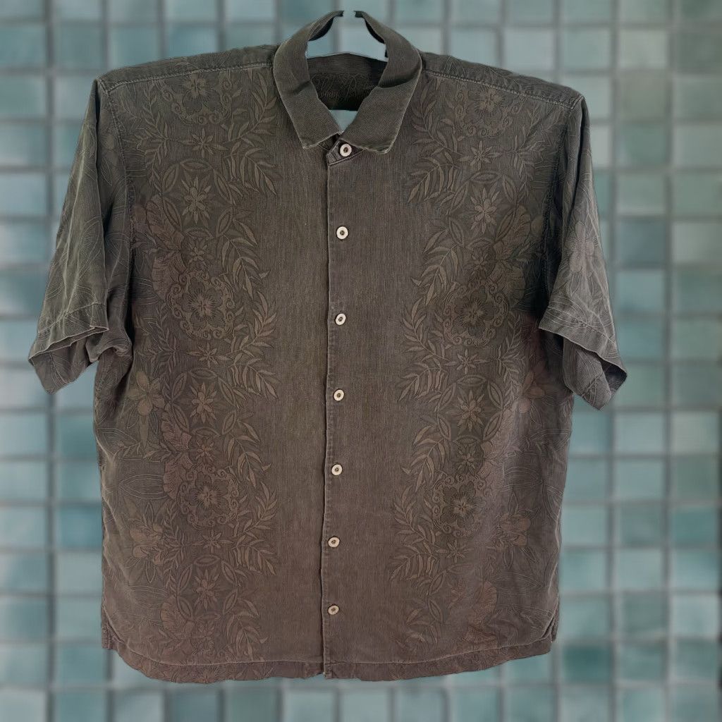Tommy Bahama VINTAGE Tommy Bahama Silk Floral Button-Up Shirt Mens XL Brown Island Zone Size US XL / EU 56 / 4 - 1 Thumbnail
