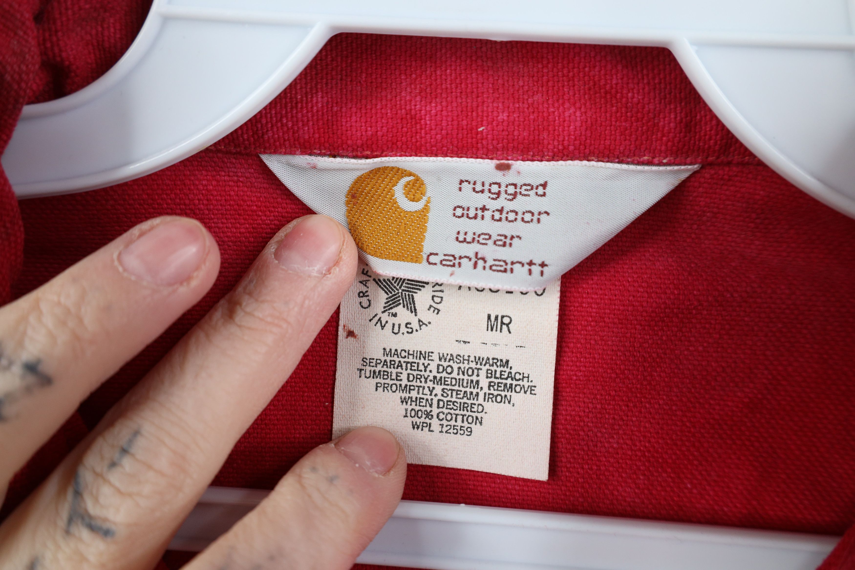 Carhartt Vintage 90s Carhartt Acid Wash Canvas Button Shirt Red USA Size US M / EU 48-50 / 2 - 9 Thumbnail