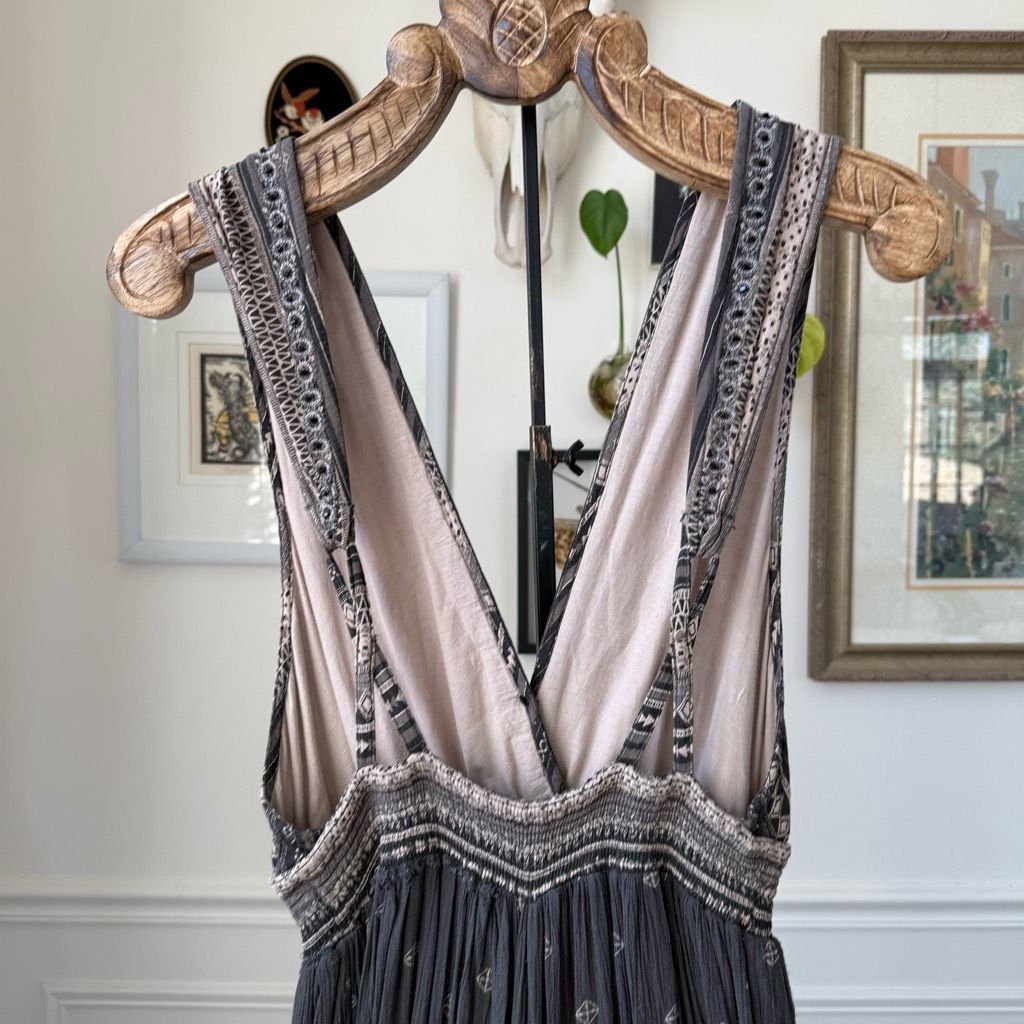 Free People Free People Deep V Boho Jumpsuit Grey $168 S Size US 27 - 7 Thumbnail