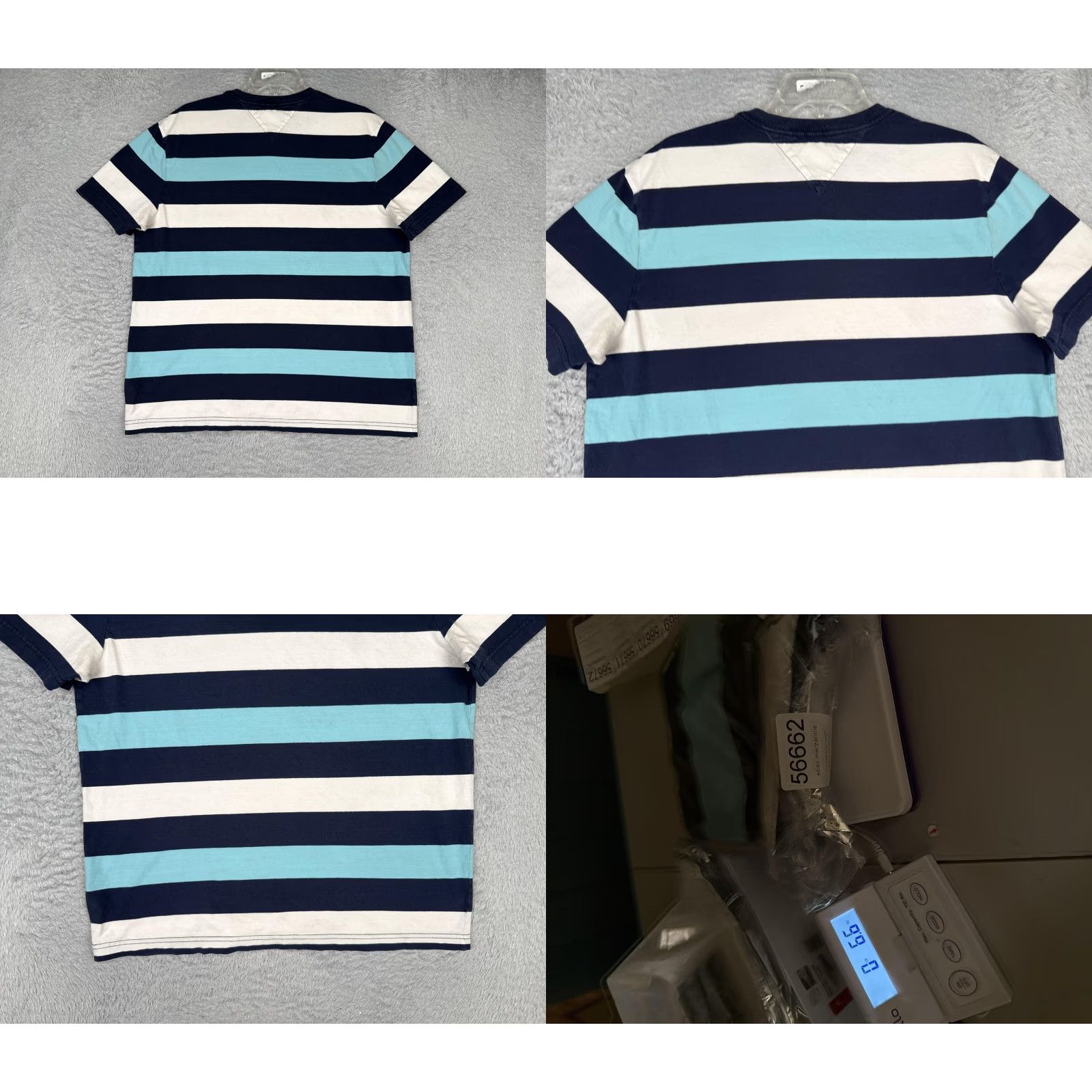 Tommy Hilfiger Tommy Hilfiger Shirt Mens Large Multicolor Striped V-Neck Short Sleeve Cotton Size US L / EU 52-54 / 3 - 9 Thumbnail