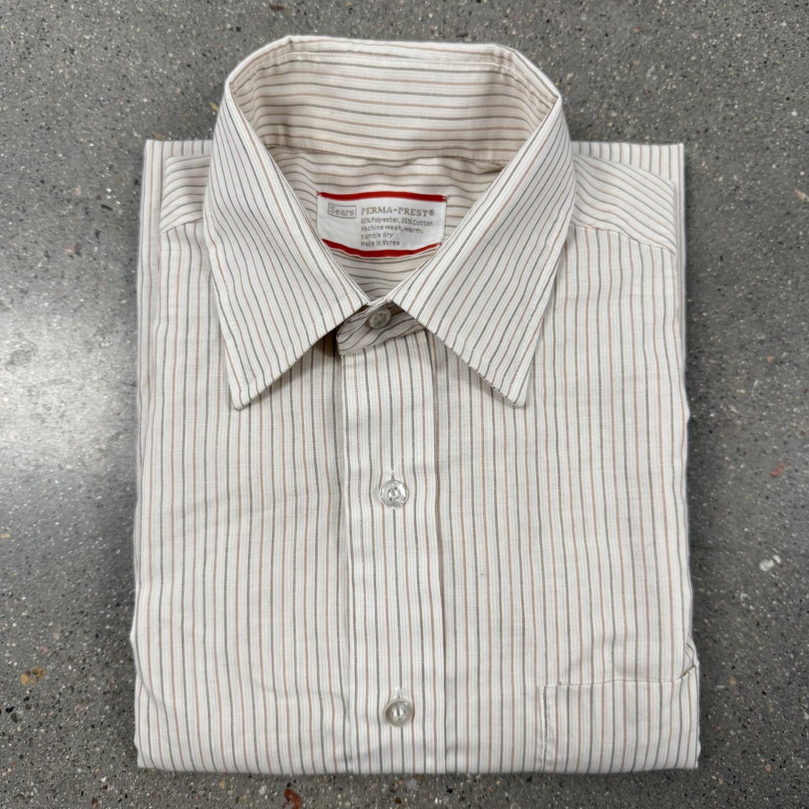 Sears Vintage 70s 80s SEARS PERMA-PREST Dress Shirt 15½ 32-33 DS Size US M / EU 48-50 / 2 - 9 Thumbnail