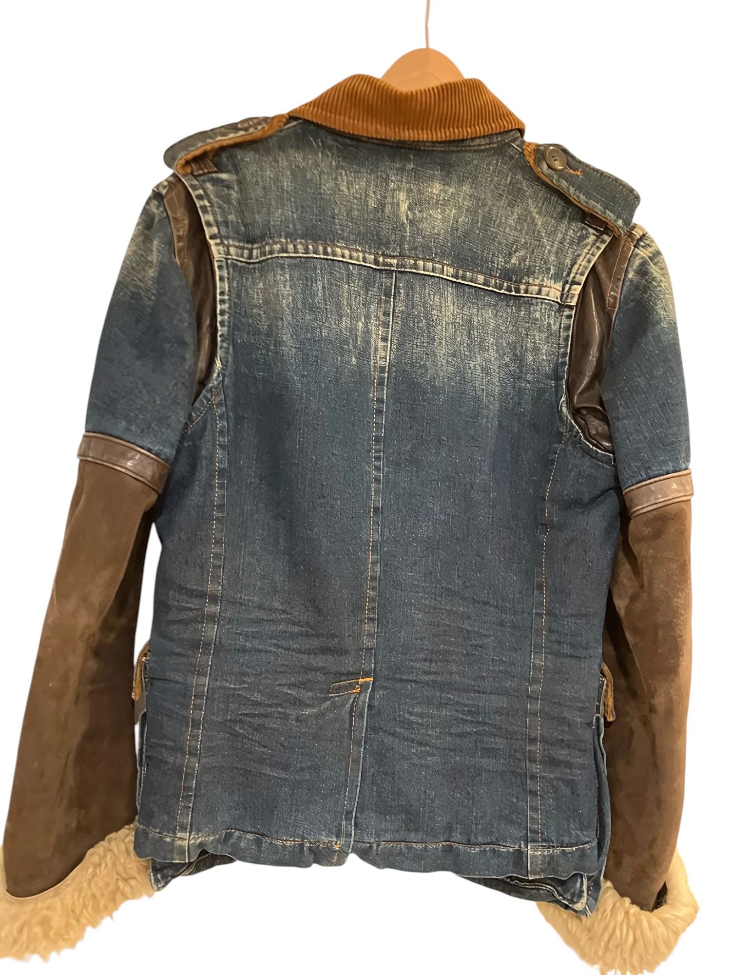 Dsquared2 F/W 2003 RUNWAY LEATHER SLEEVES DENIM COAT JACKET Size US M / EU 48-50 / 2 - 3 Thumbnail