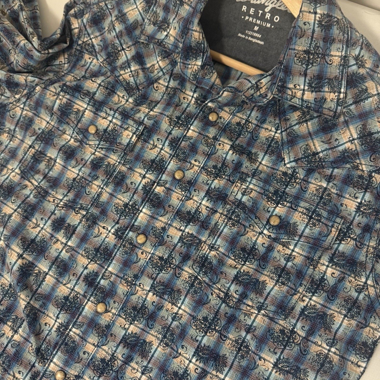 Wrangler Wrangler Retro Floral Plaid Western Shirt Blue Pearl Snap Size US M / EU 48-50 / 2 - 6 Thumbnail