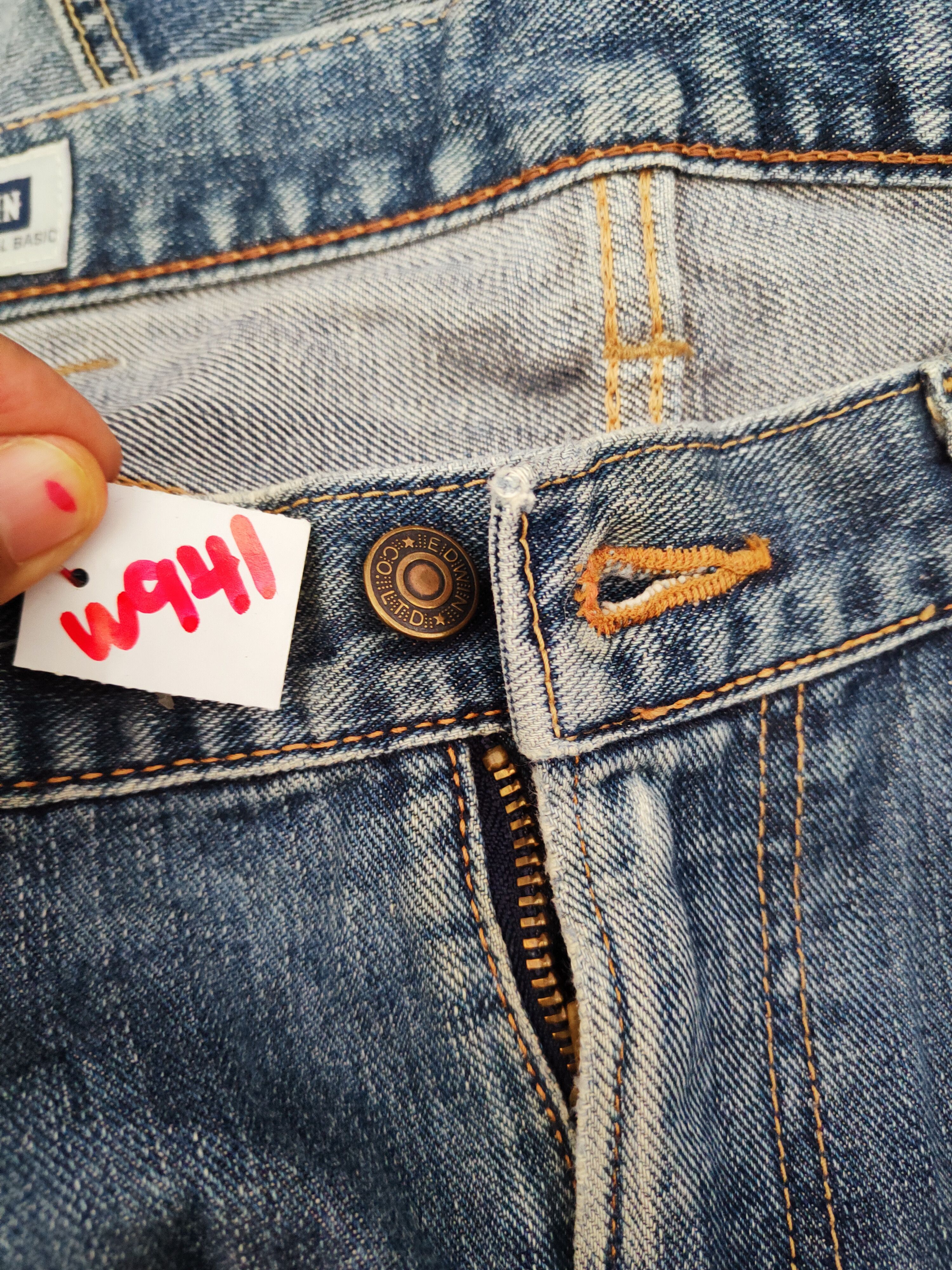 Edwin Edwin Blue Distressed Ripped Jeans #W941 Size US 33 - 18 Thumbnail