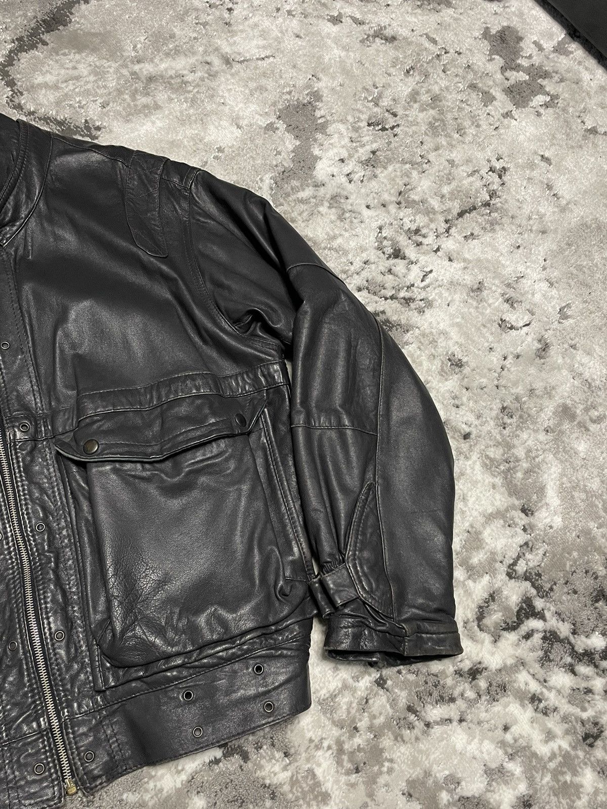 Genuine Leather Crazy Vintage Leather Bomber Jacket Biker Rick Owens Style Size US M / EU 48-50 / 2 - 12 Thumbnail