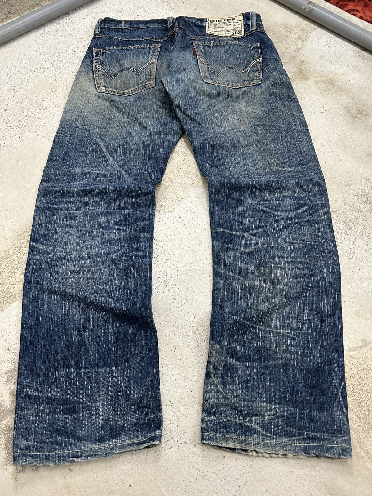 Edwin Vintage Edwin 503 Blue Trip Slim Washed Whisker Baggy Size US 32 / EU 48 - 2 Thumbnail