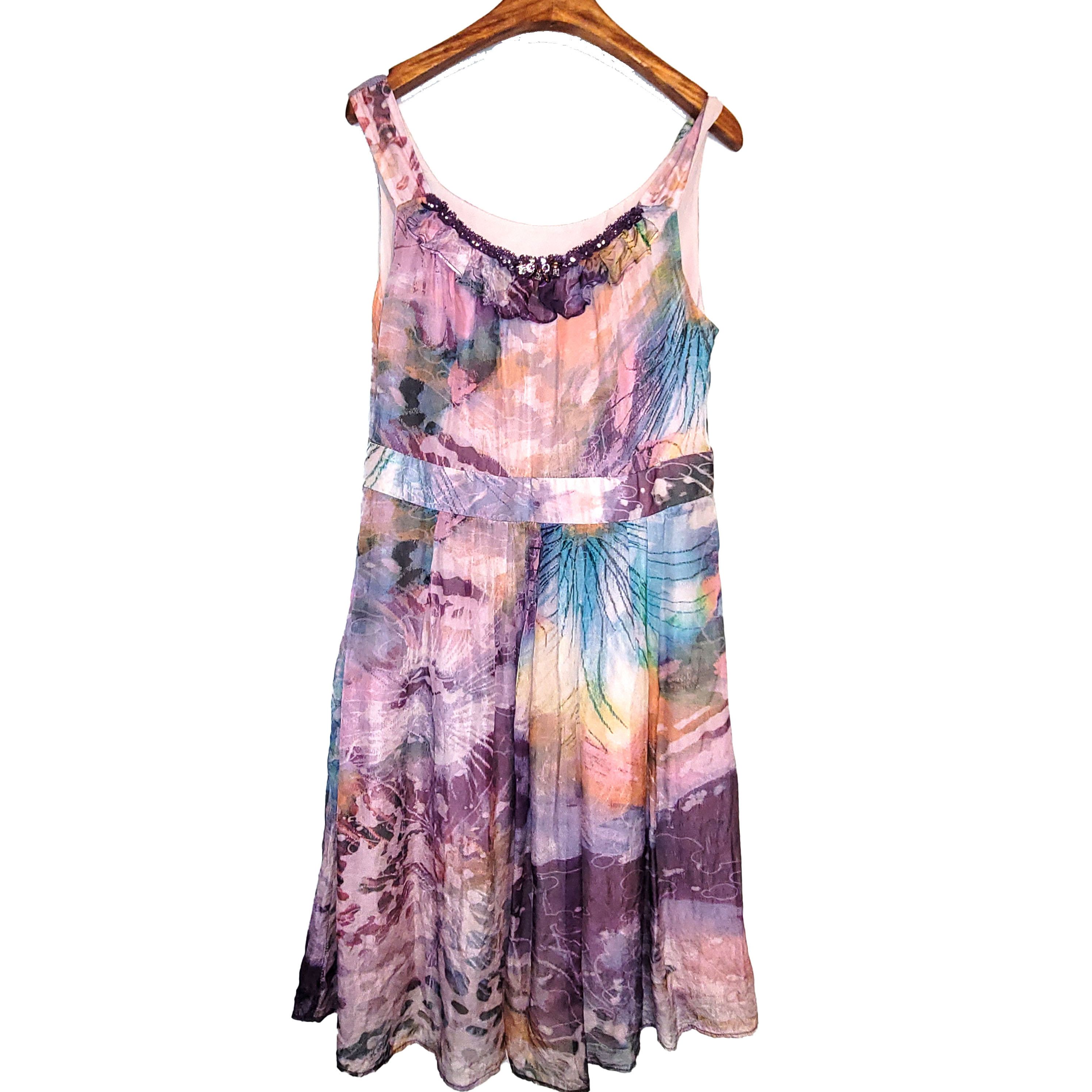 Other Women's Size M 100% Silk Sleeveless A-Line Dress SAA804 Size M / US 6-8 / IT 42-44 - 1 Thumbnail